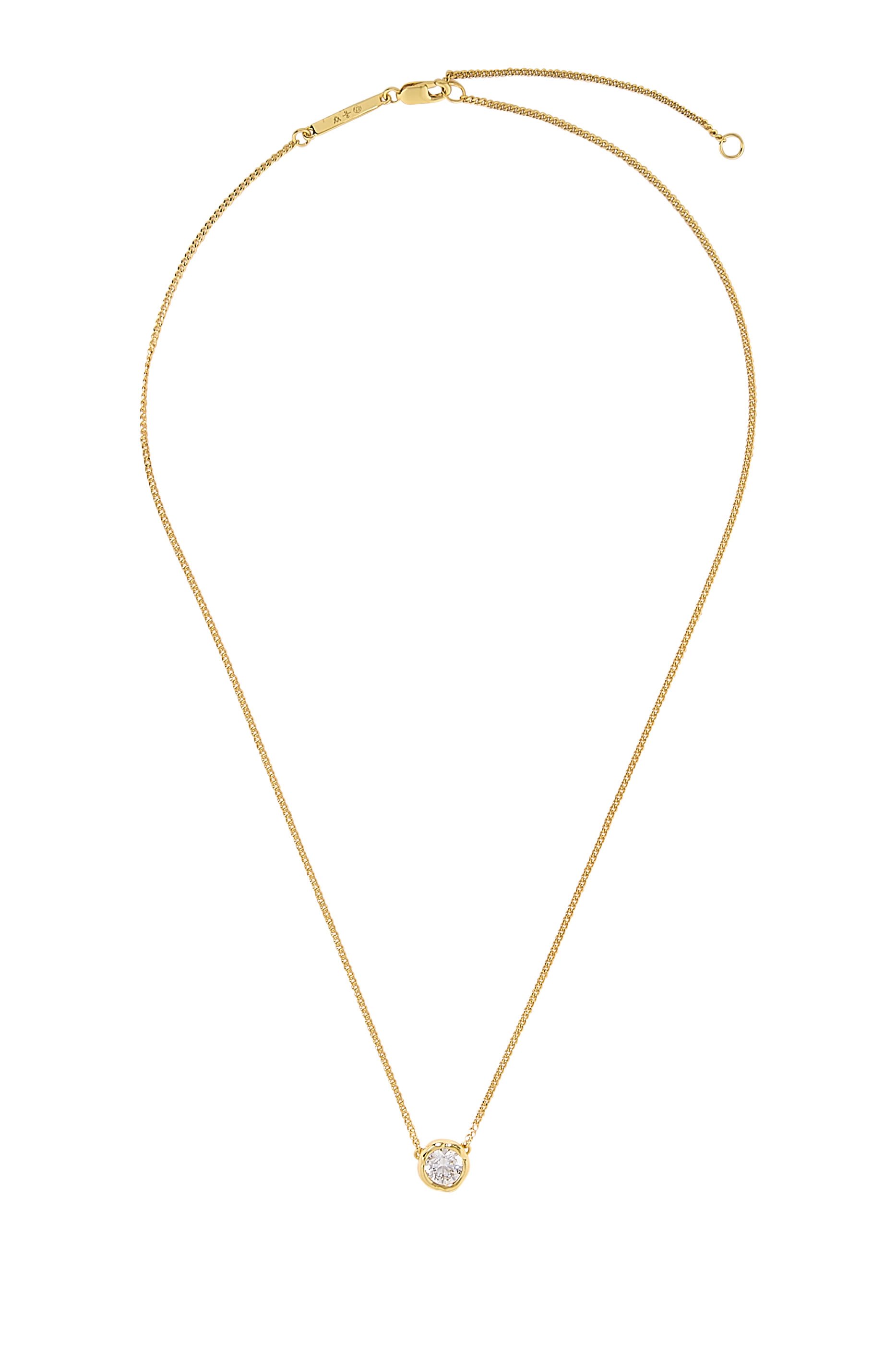 Asterales Solitaire Necklace, 14k Gold Plated Brass & Cubic Zirconia