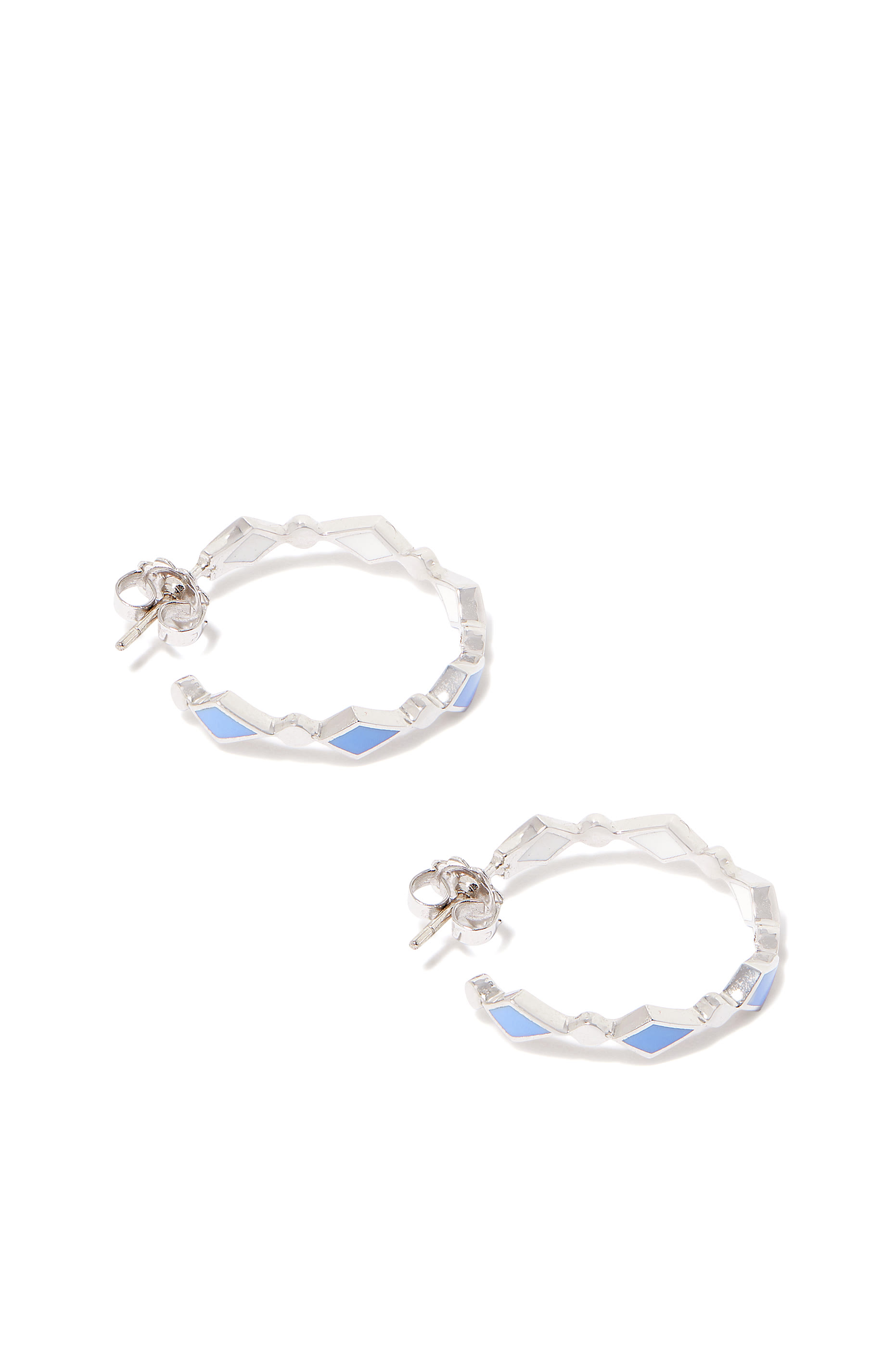 Mosaic Single Hoop Earrings, 18k White Gold & Diamonds