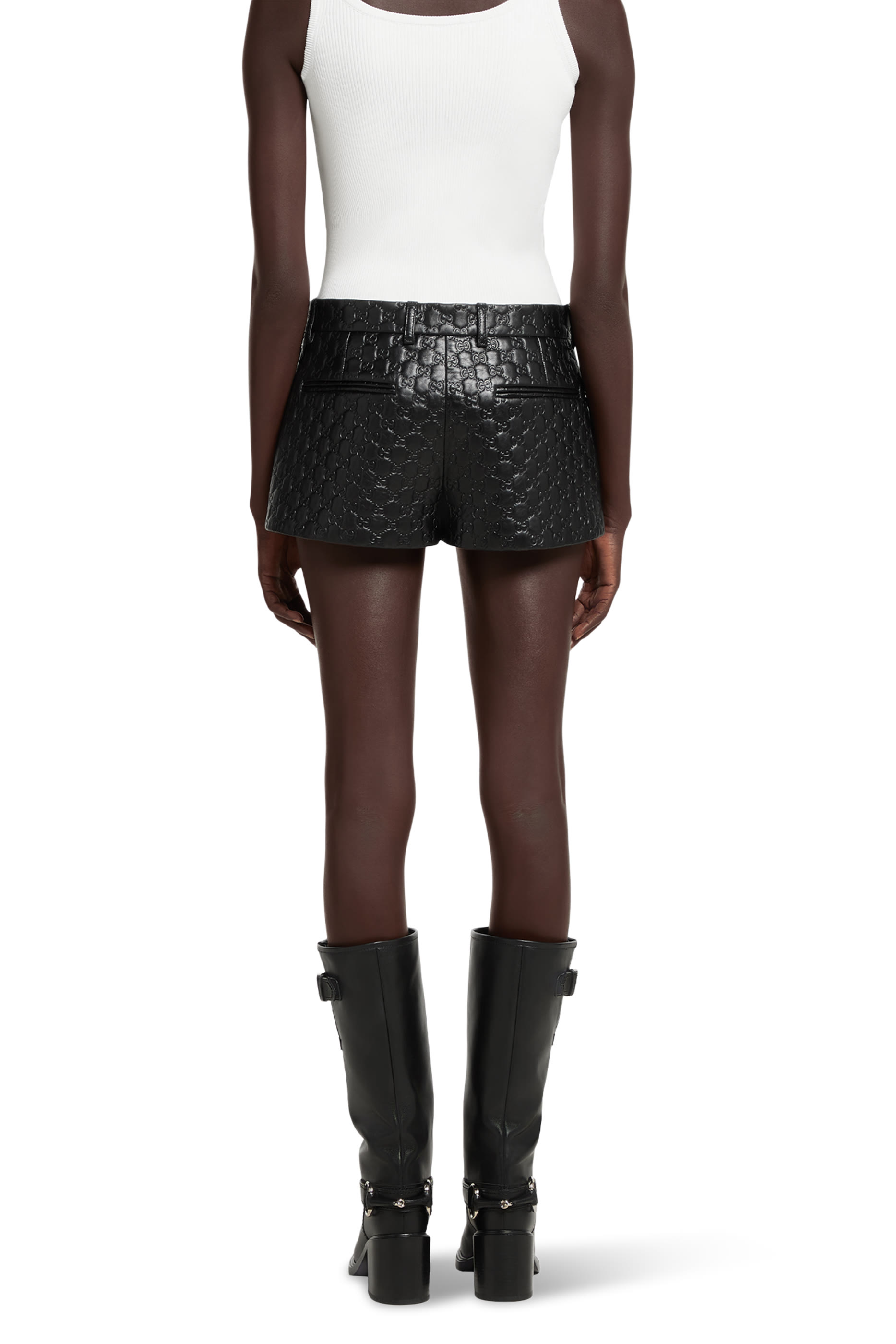  Embossed GG Leather Shorts