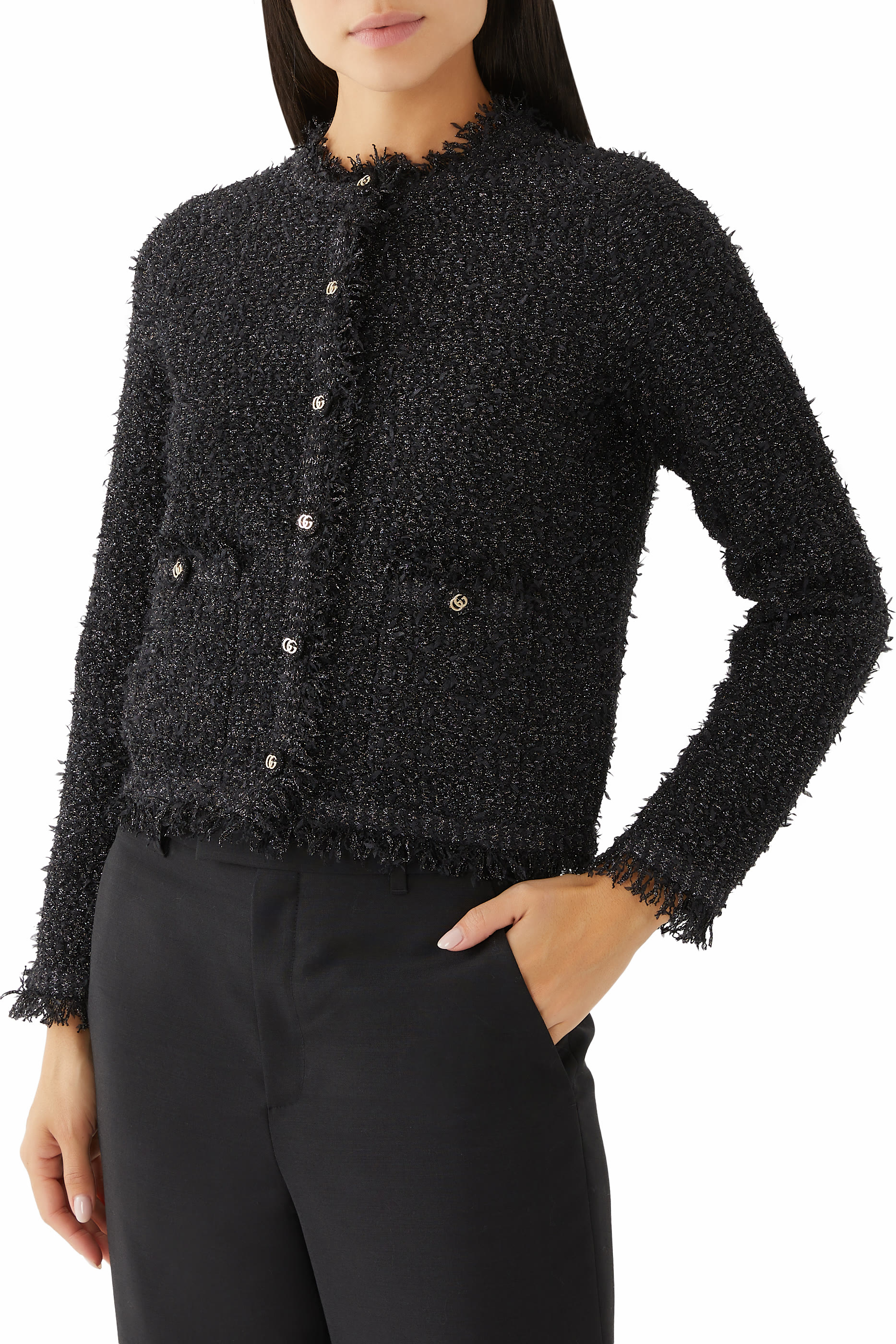 Lam&eacute; Woven Cardigan