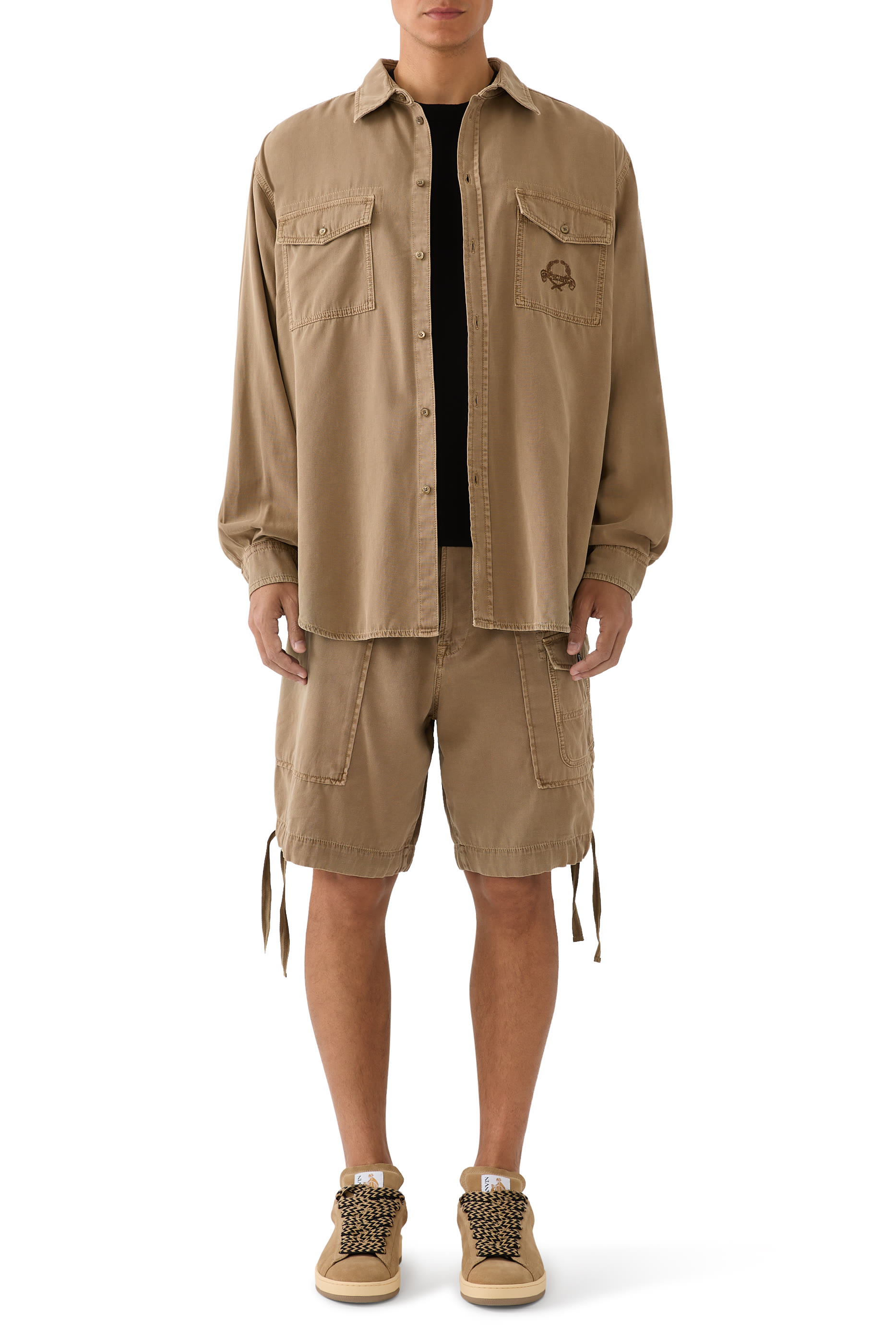 Laurel Crown Emblem Cotton Cargo Shorts