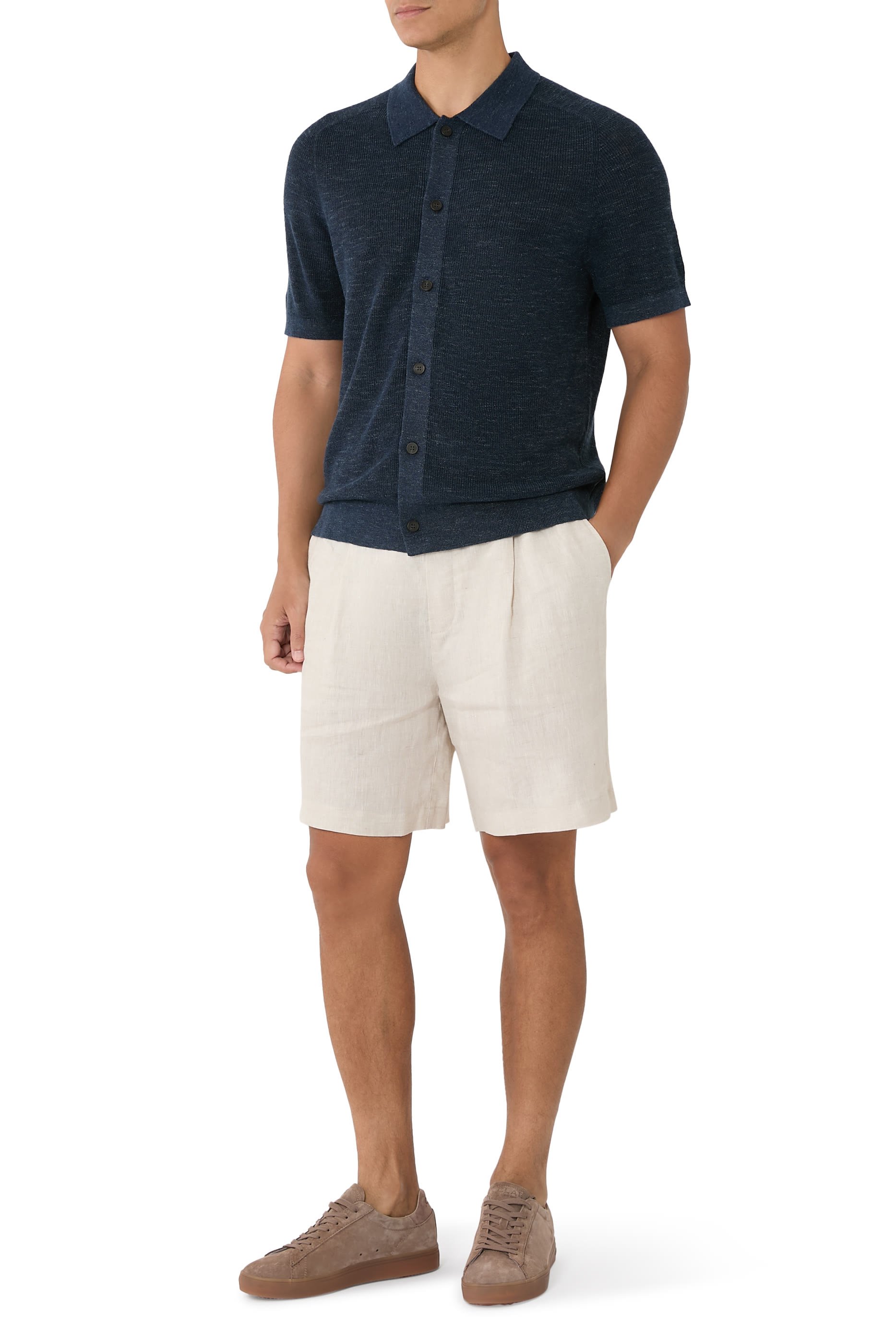 Short-Sleeve Button-Up Shirt in Pacific Linen