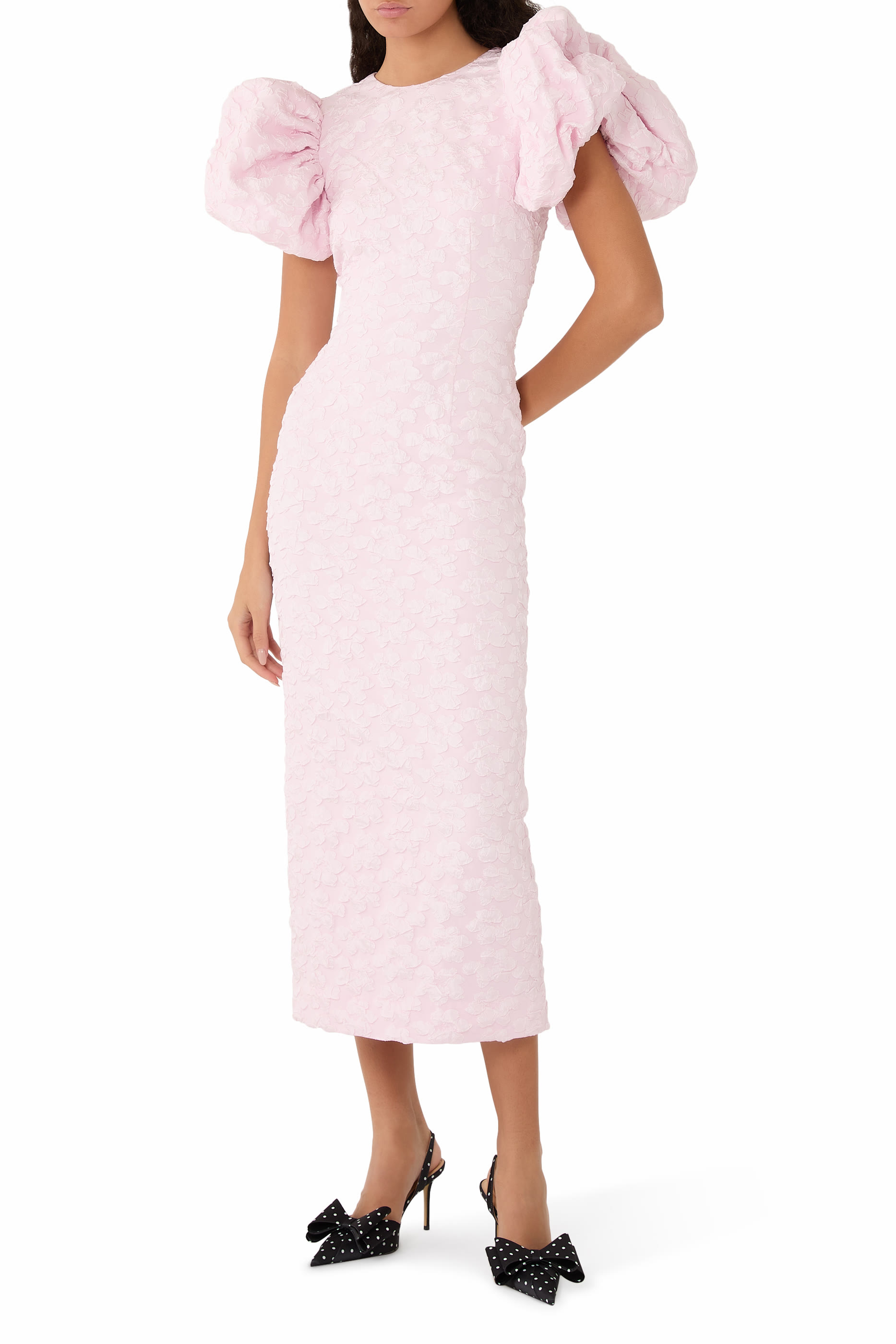 Jacquard Midi Puffy Dress