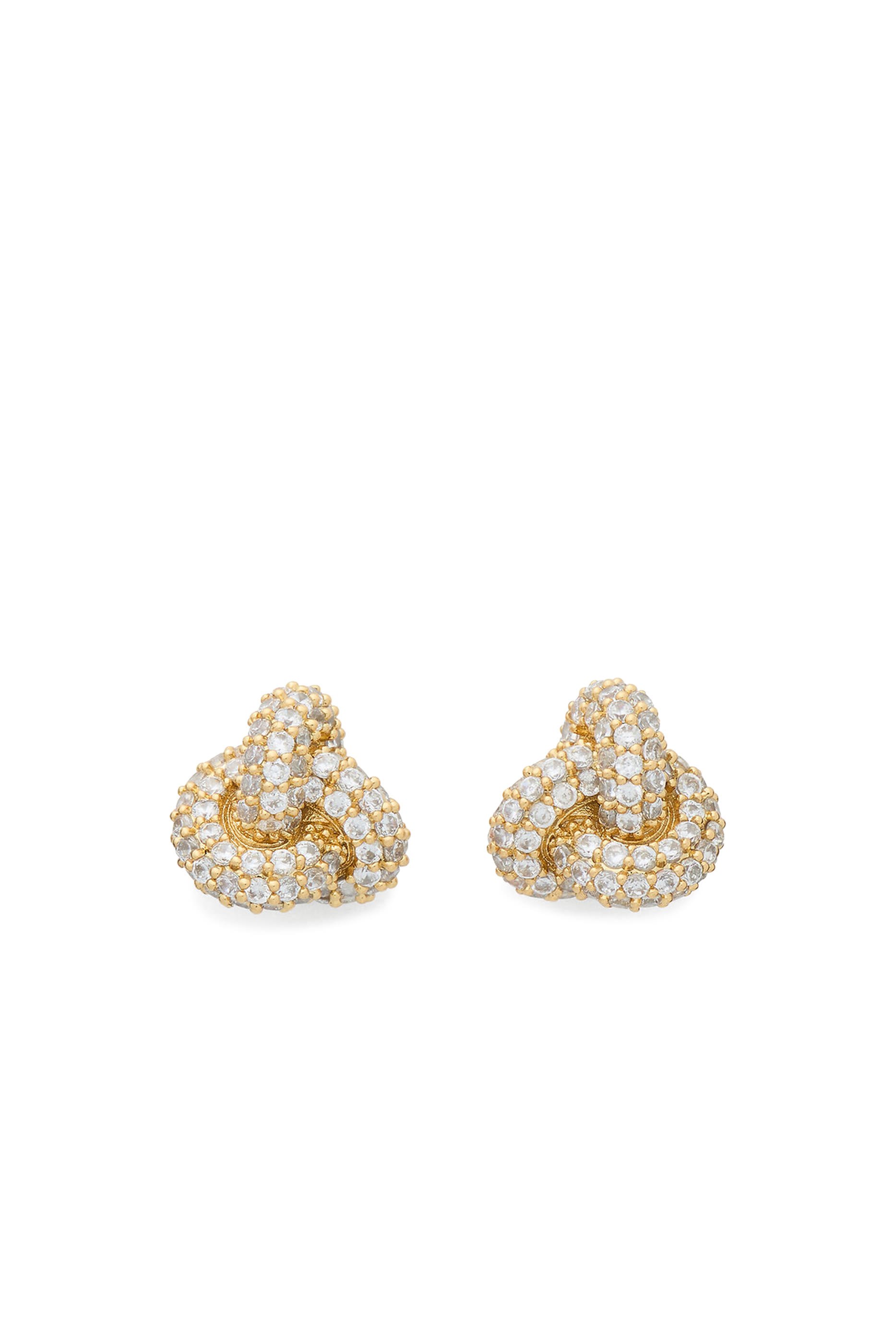 Double Knot Pave Studs, Plated Metal & Cubic Zirconia, Titanium Posts