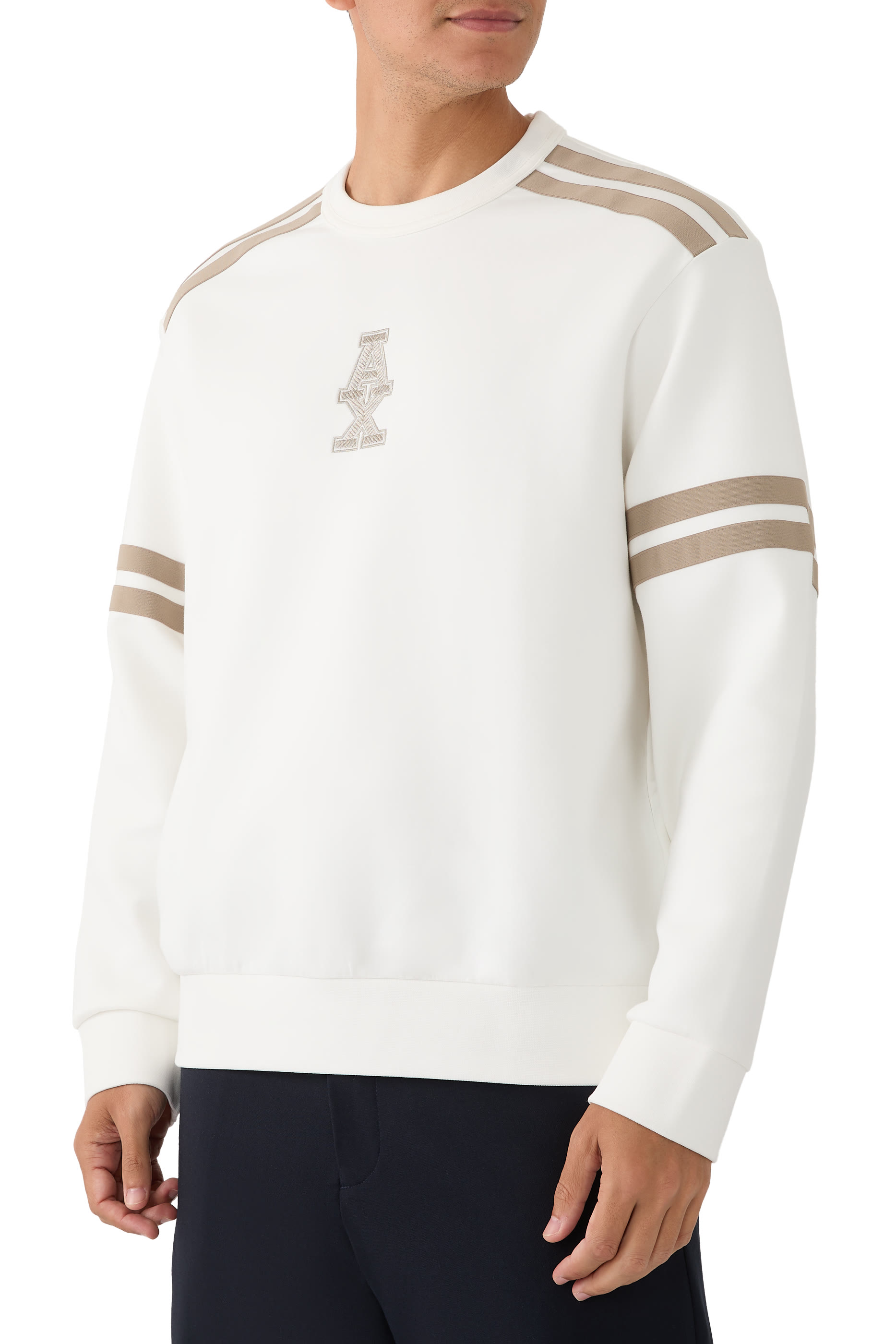 Stripes and Logo Crewneck Sweatshirt