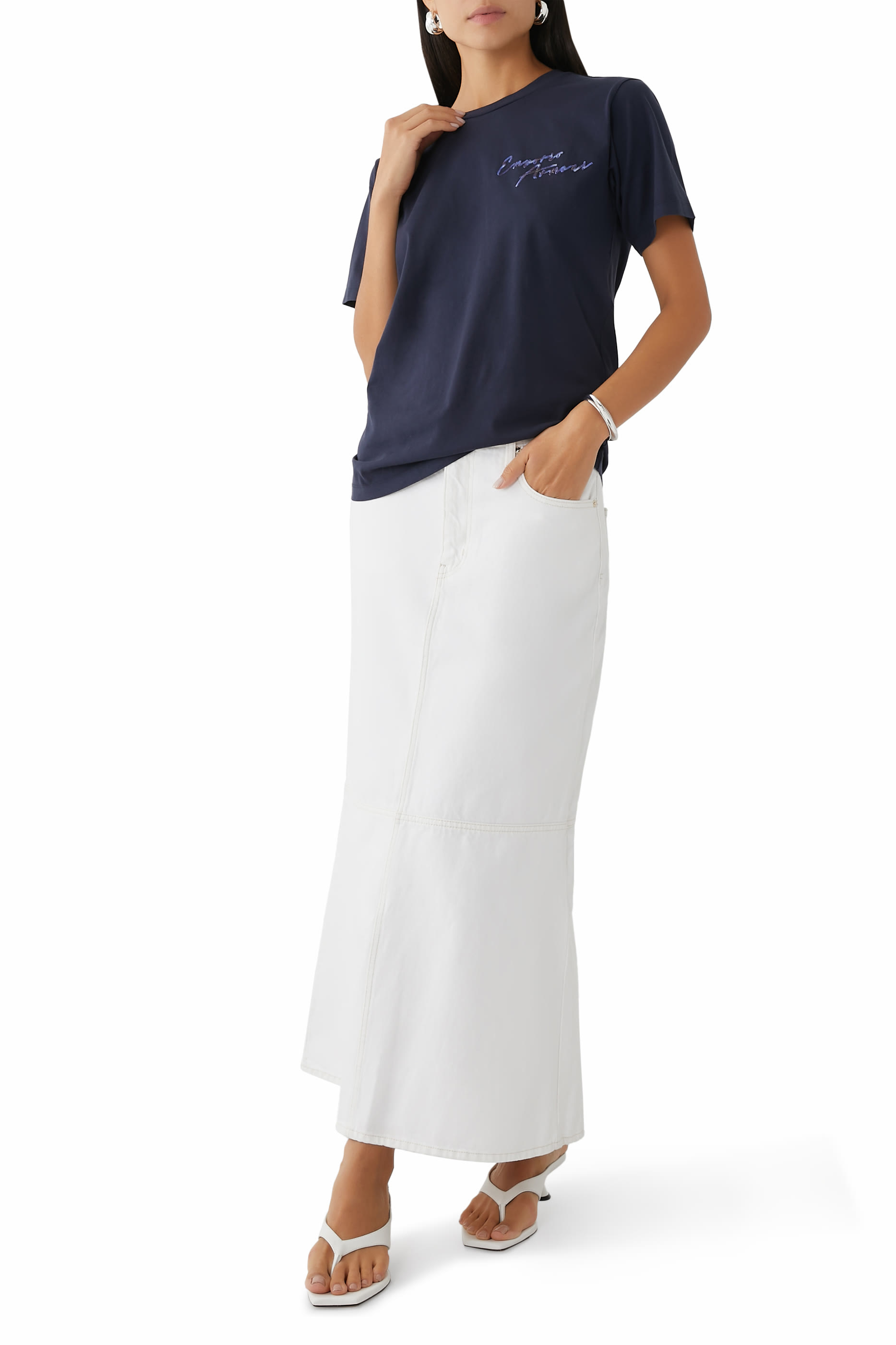 Multicolored Logo Embroidered Jersey T-Shirt