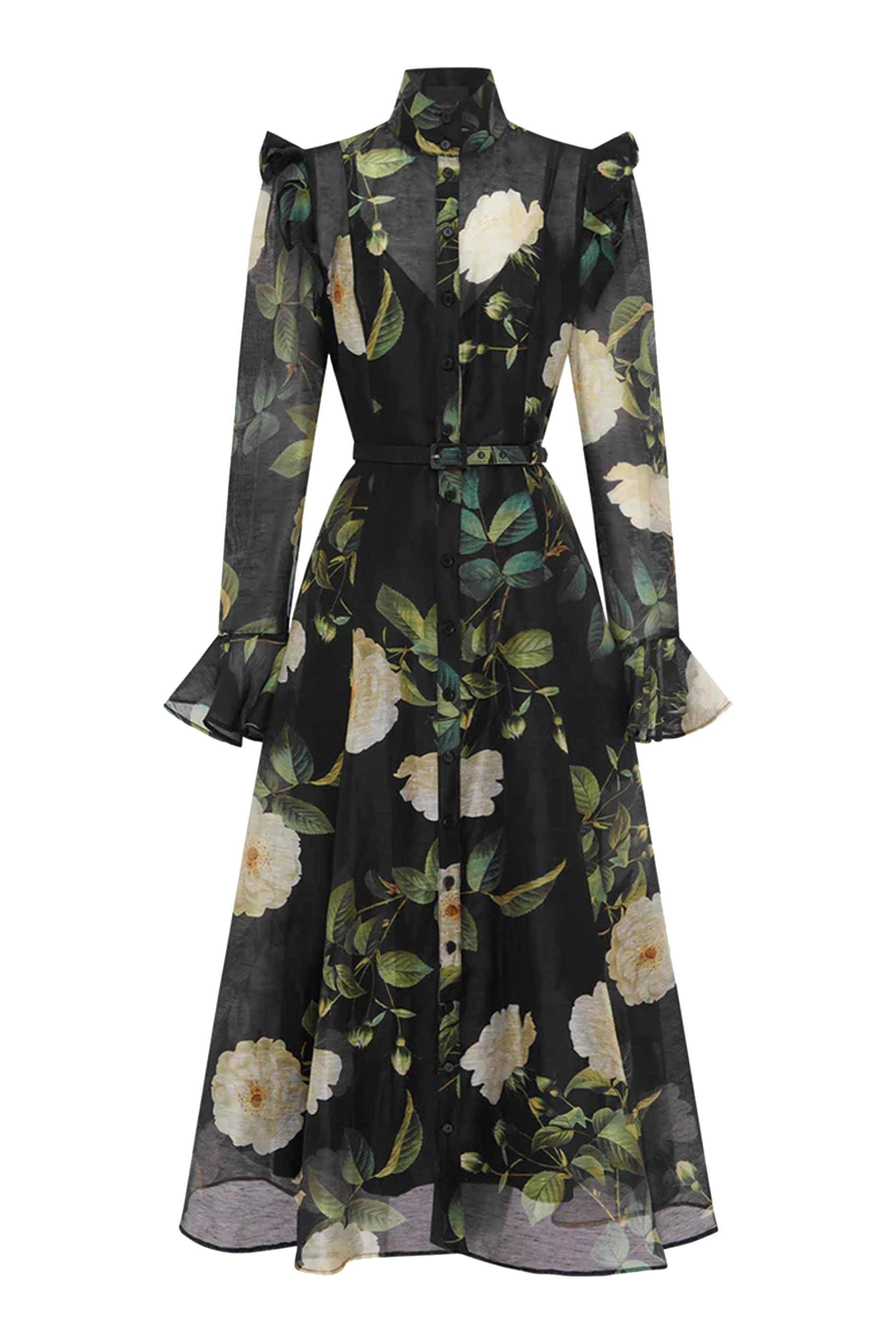 Katrina Butterfly Sleeve Midi Dress, White Rose