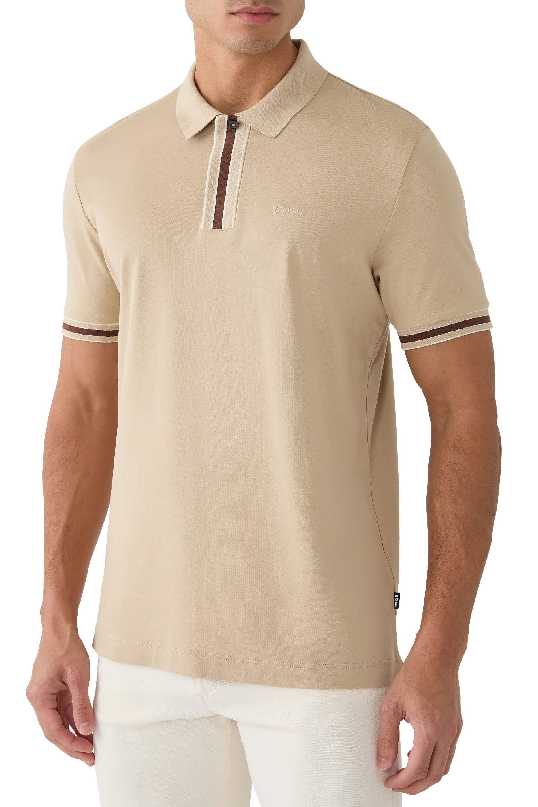 Interlock-Cotton Polo Shirt with Contrast Tipping