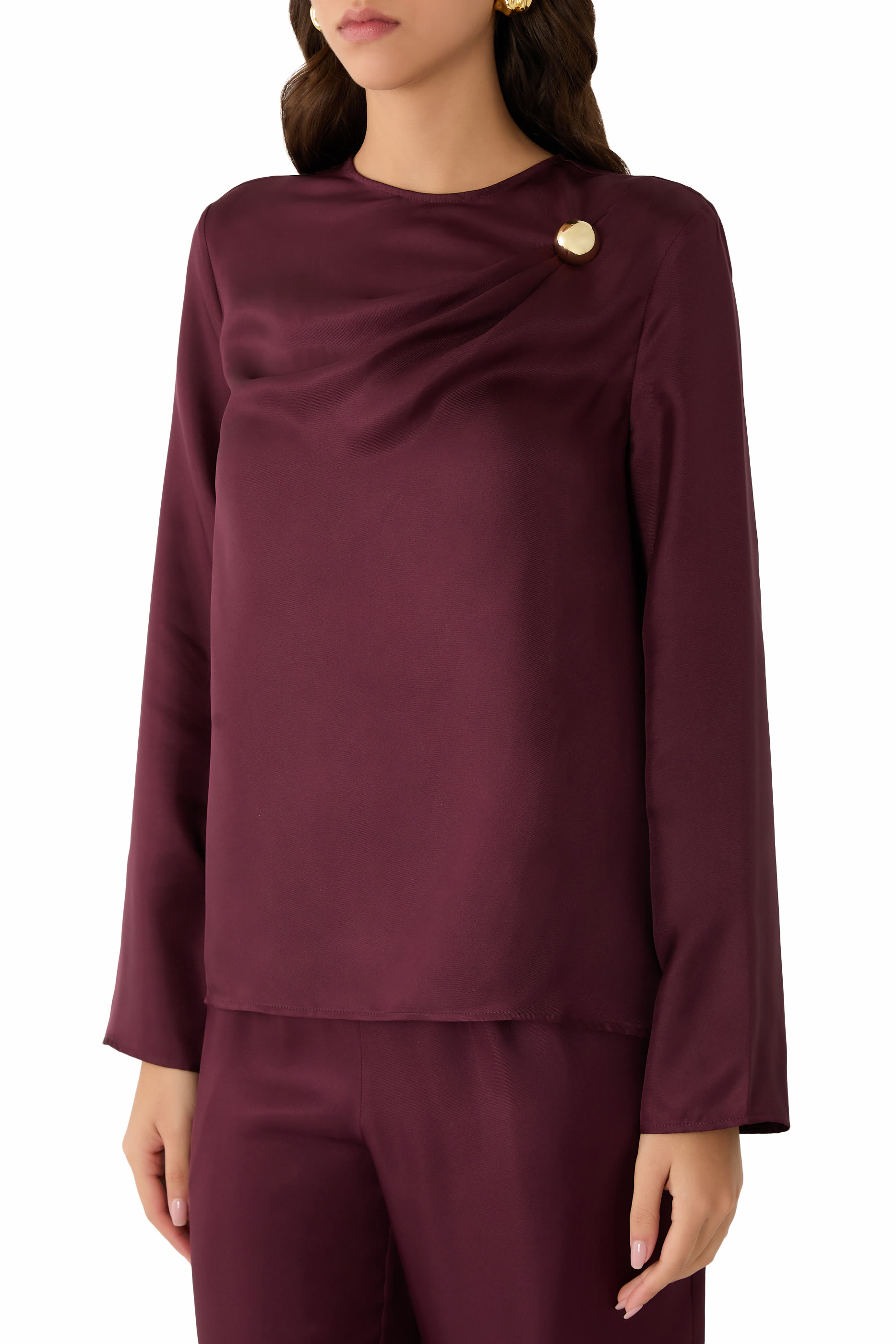 AZAE Draped Silk Top