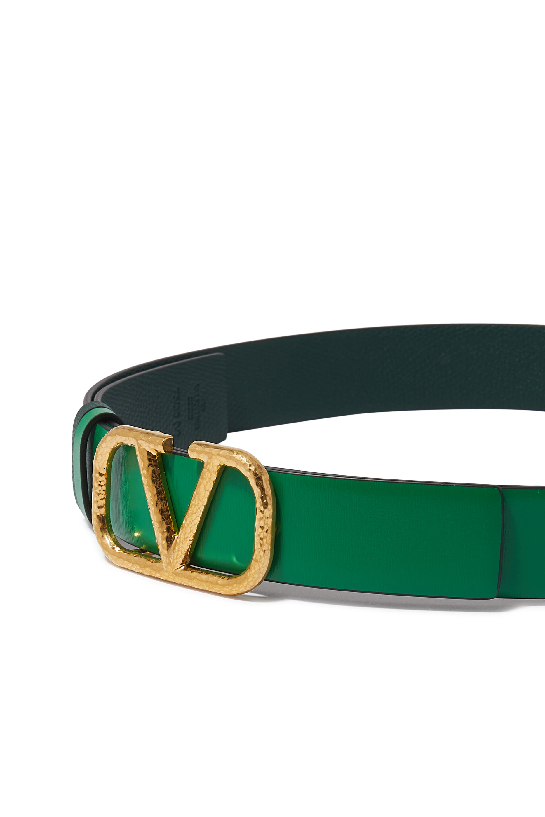 VLogo Hammered Brass Buckle Belt