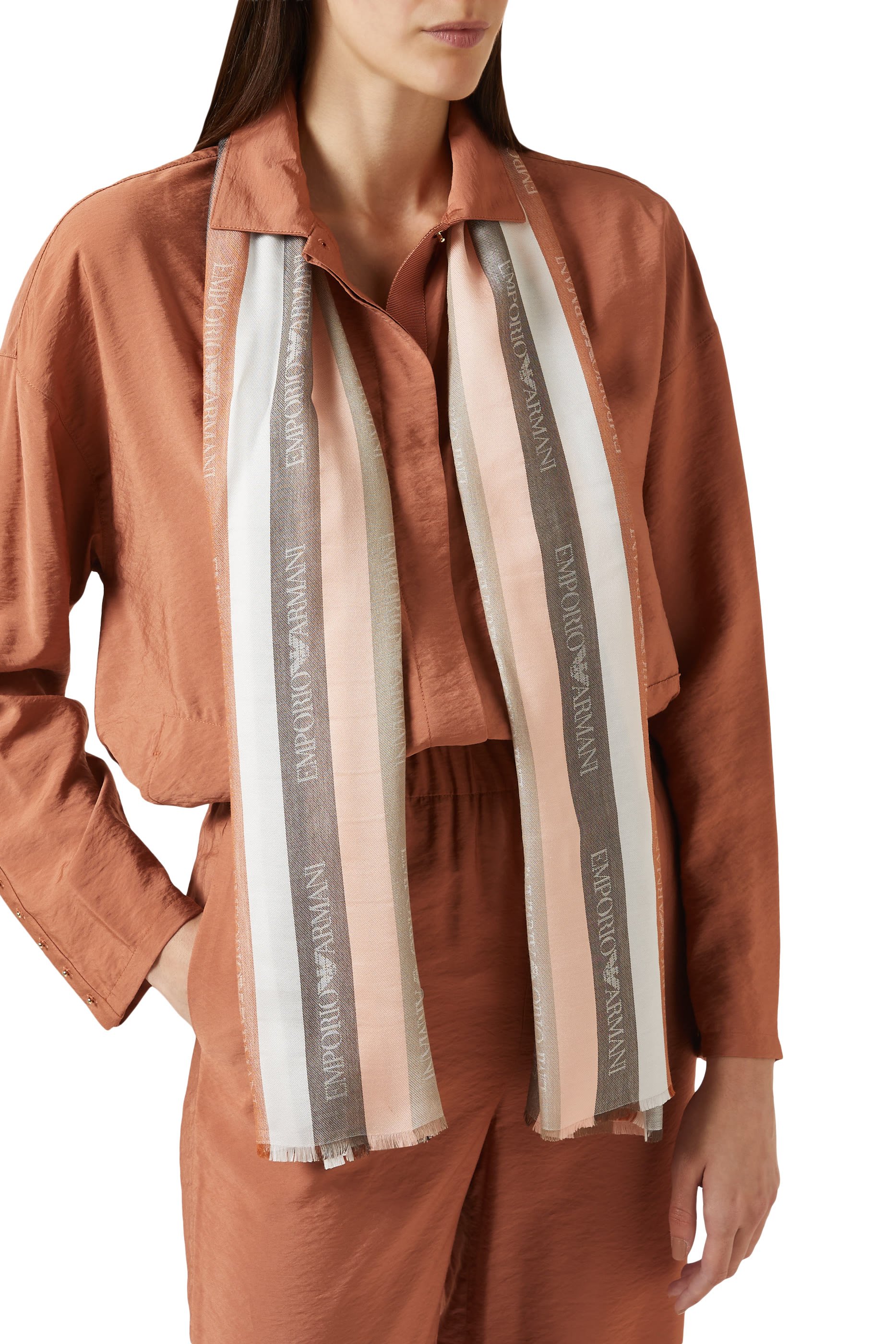 EA Logo Stripe Jacquard Scarf