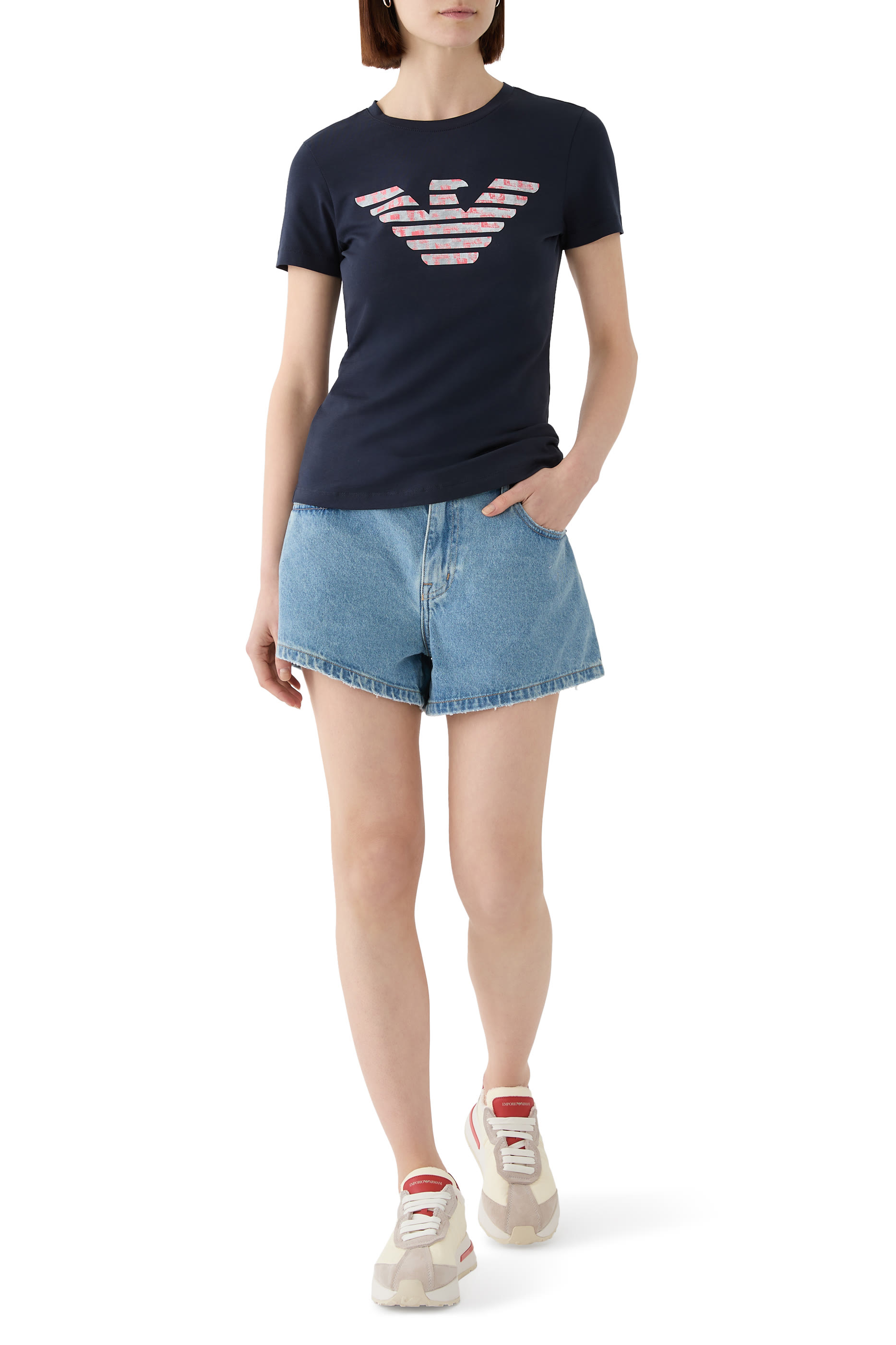 ASV Stretch-Jersey Slim-Fit T-Shirt with Oversized Eagle Pattern