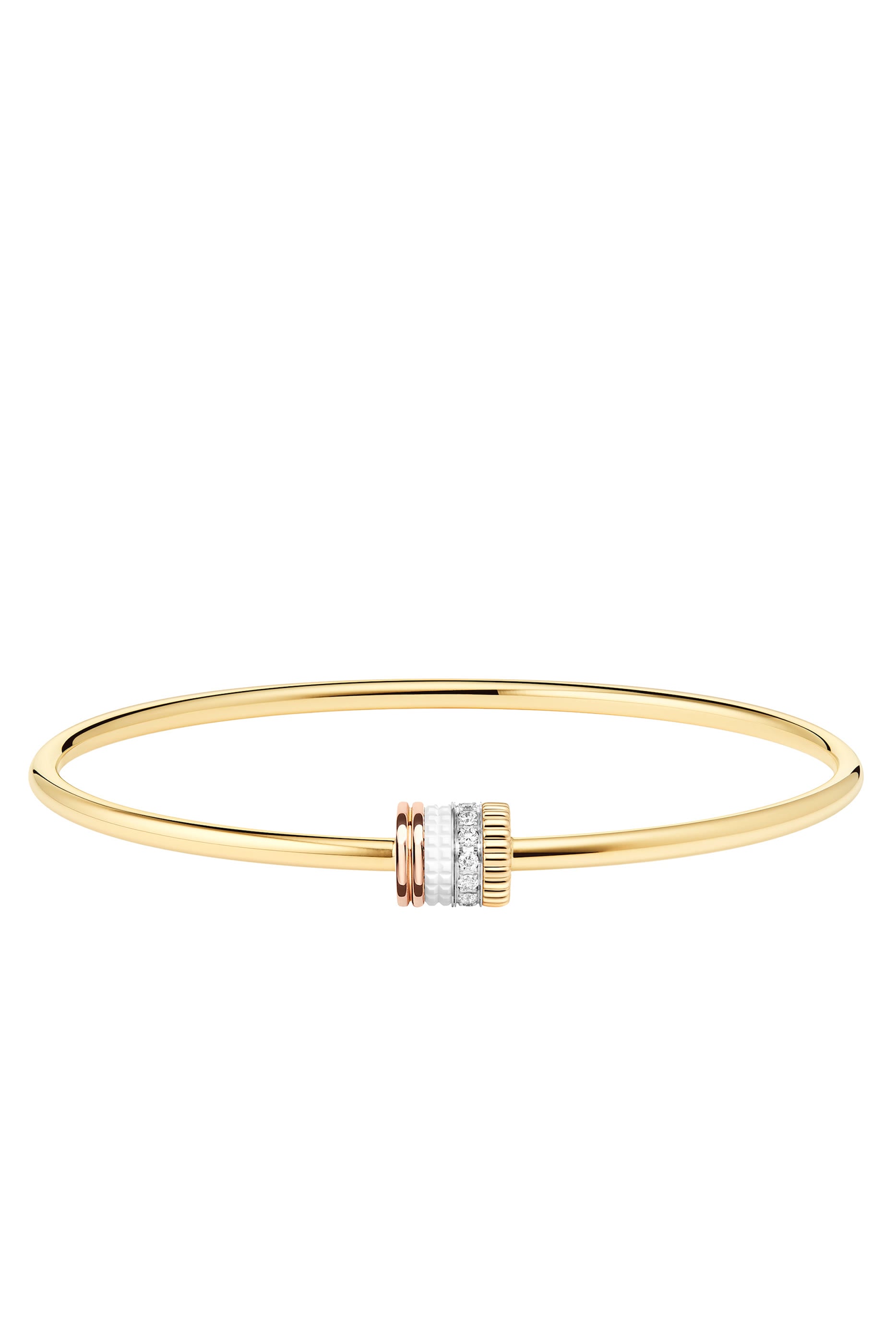 Quatre White Edition Bracelet, 18K Yellow, White and Pink Gold, Diamonds & White Ceramic