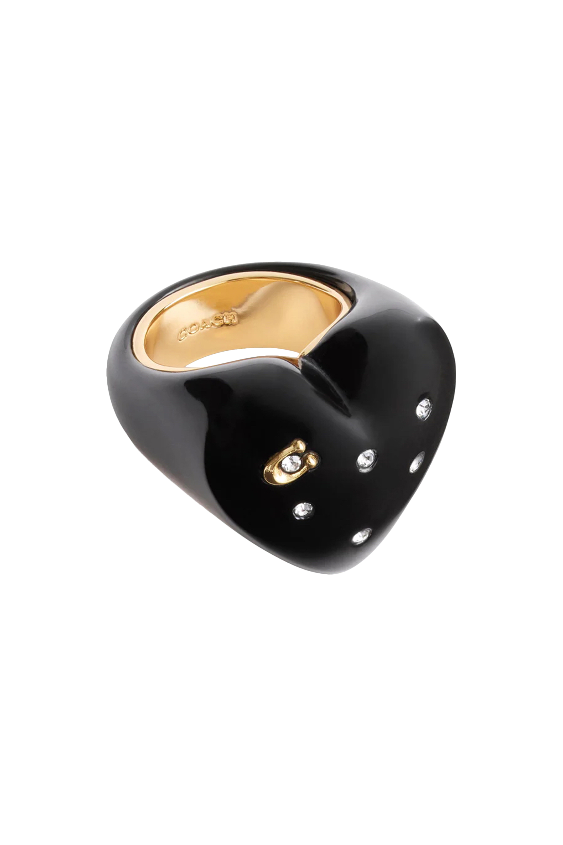 Vintage Charms Signature Heart Cocktail Ring, Brass & Resin, Glass Crystal