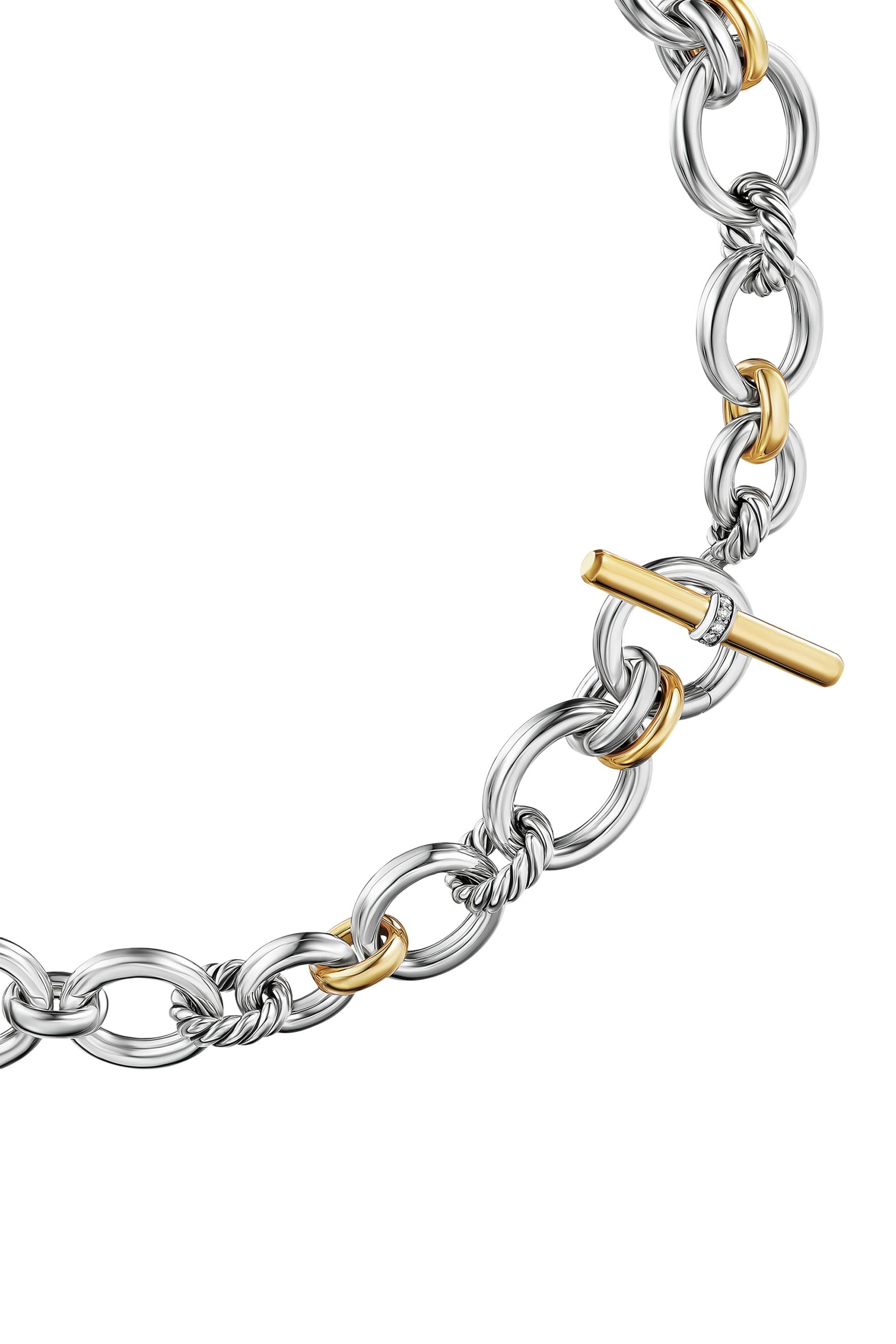 DY Mercer® Chain Necklace, Sterling Silver with 18K Yellow Gold & Diamonds