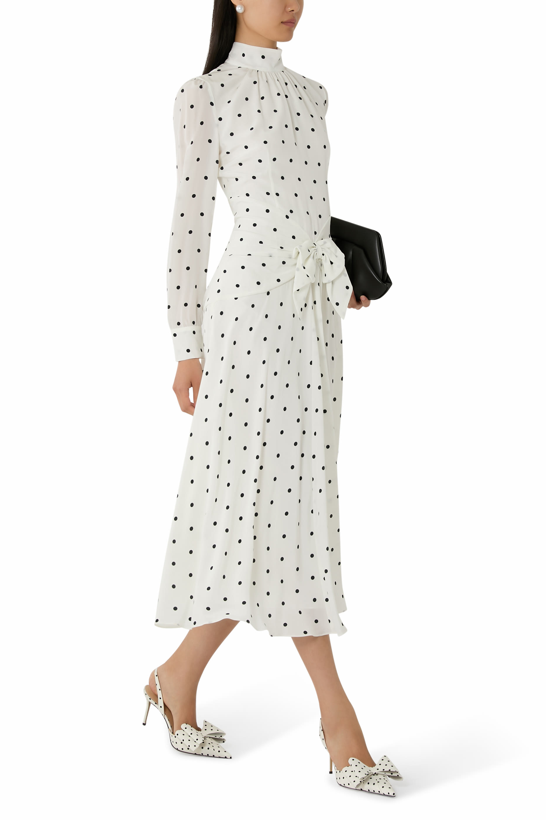 Polka Dot High-Neck Dress