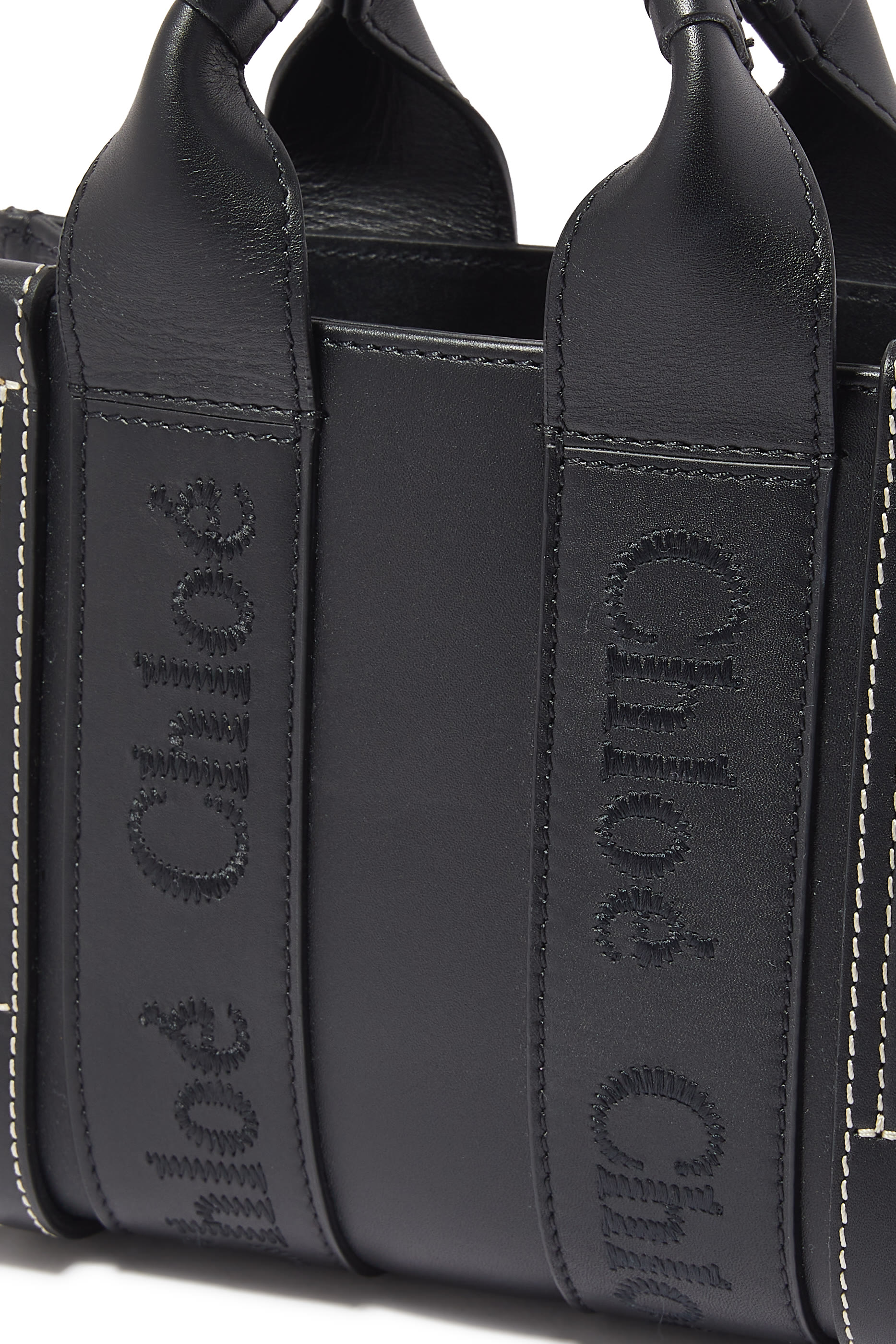 Woody Mini Leather Tote Bag