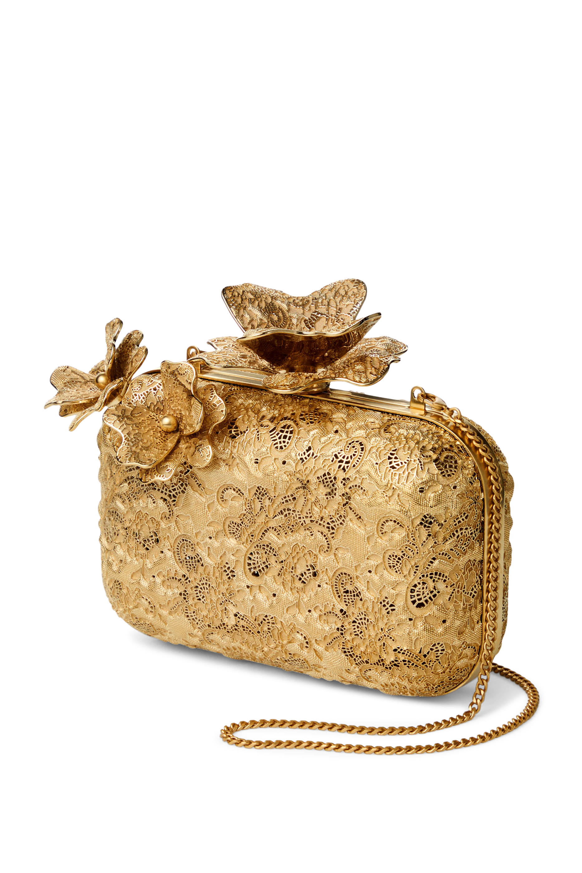 Metal Lace Clutch Bag with Corsage Clasp