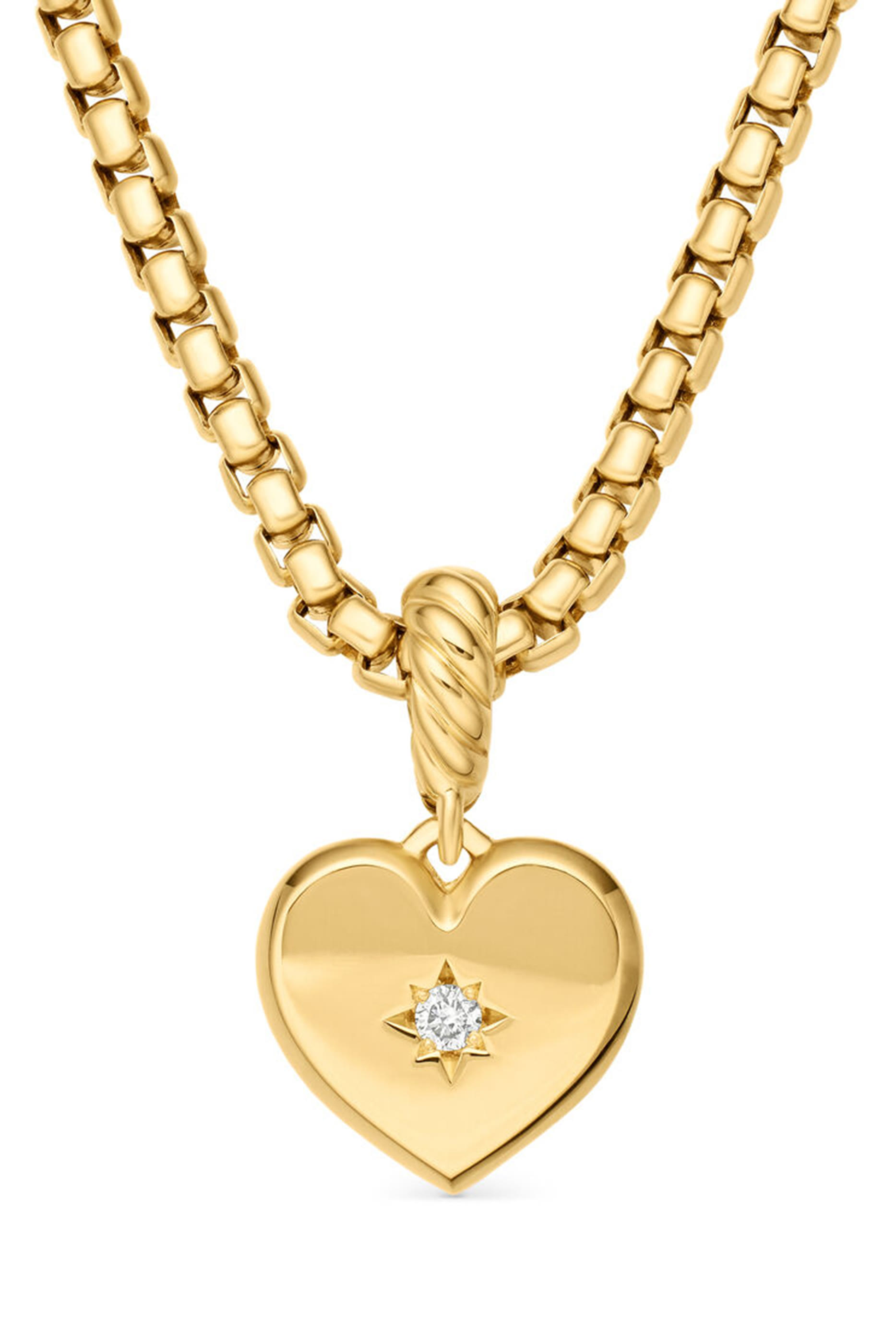 Compass Heart Amulet, 18K Yellow Gold & Diamond