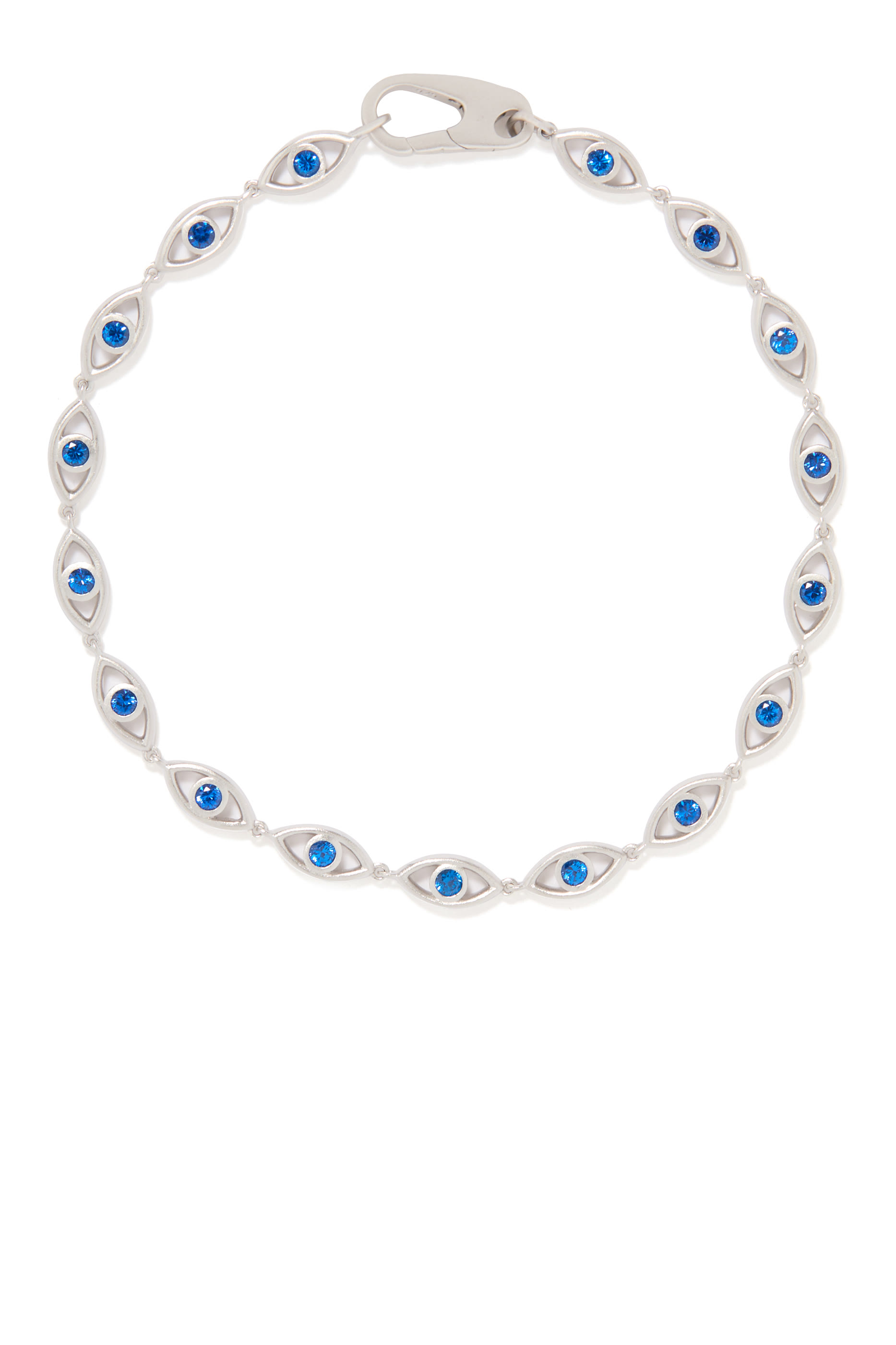 Evil Eye Bracelet, Sterling Silver with Rhodium Plating & Spinels
