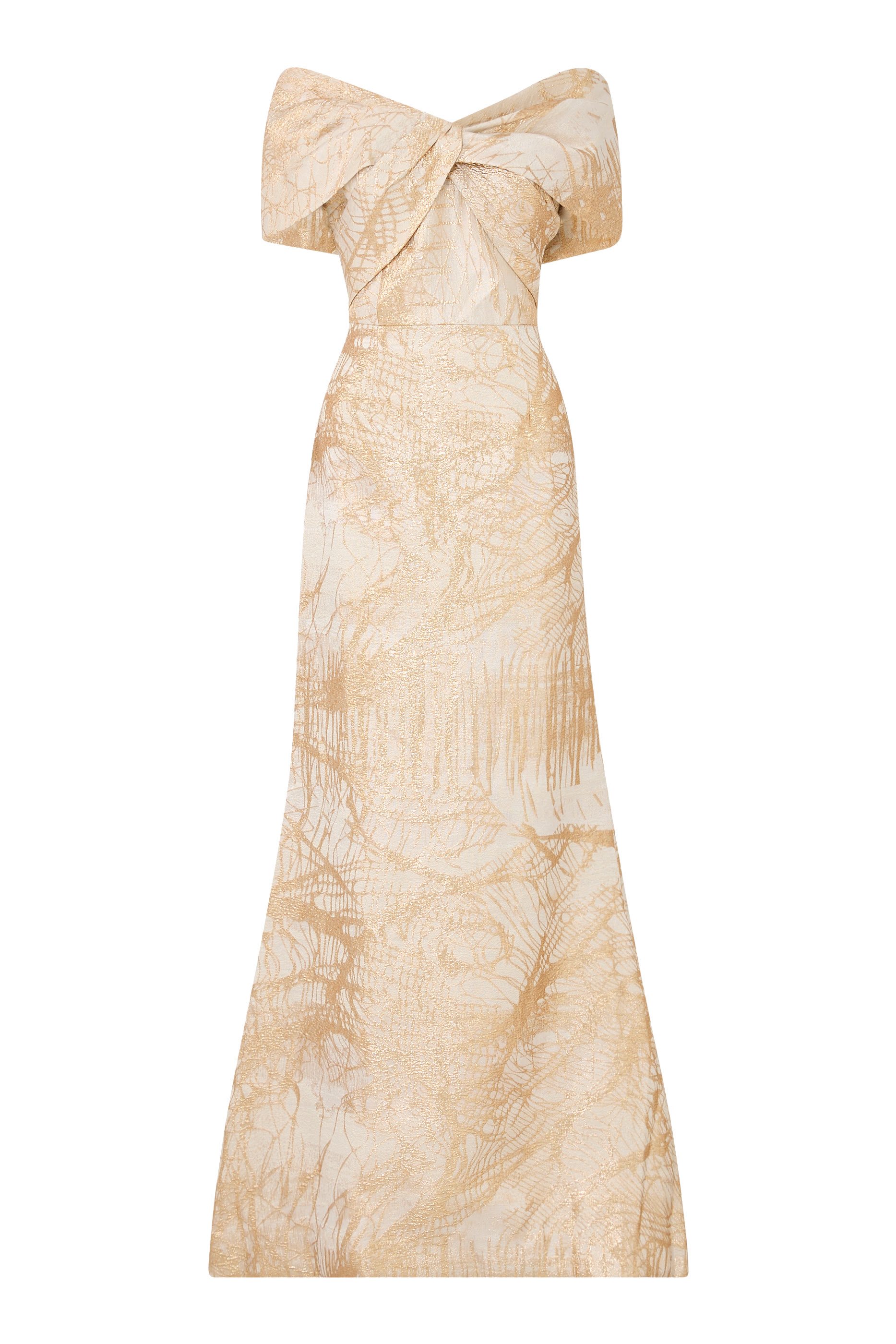 Metallic Jacquard Twist Mermaid Gown