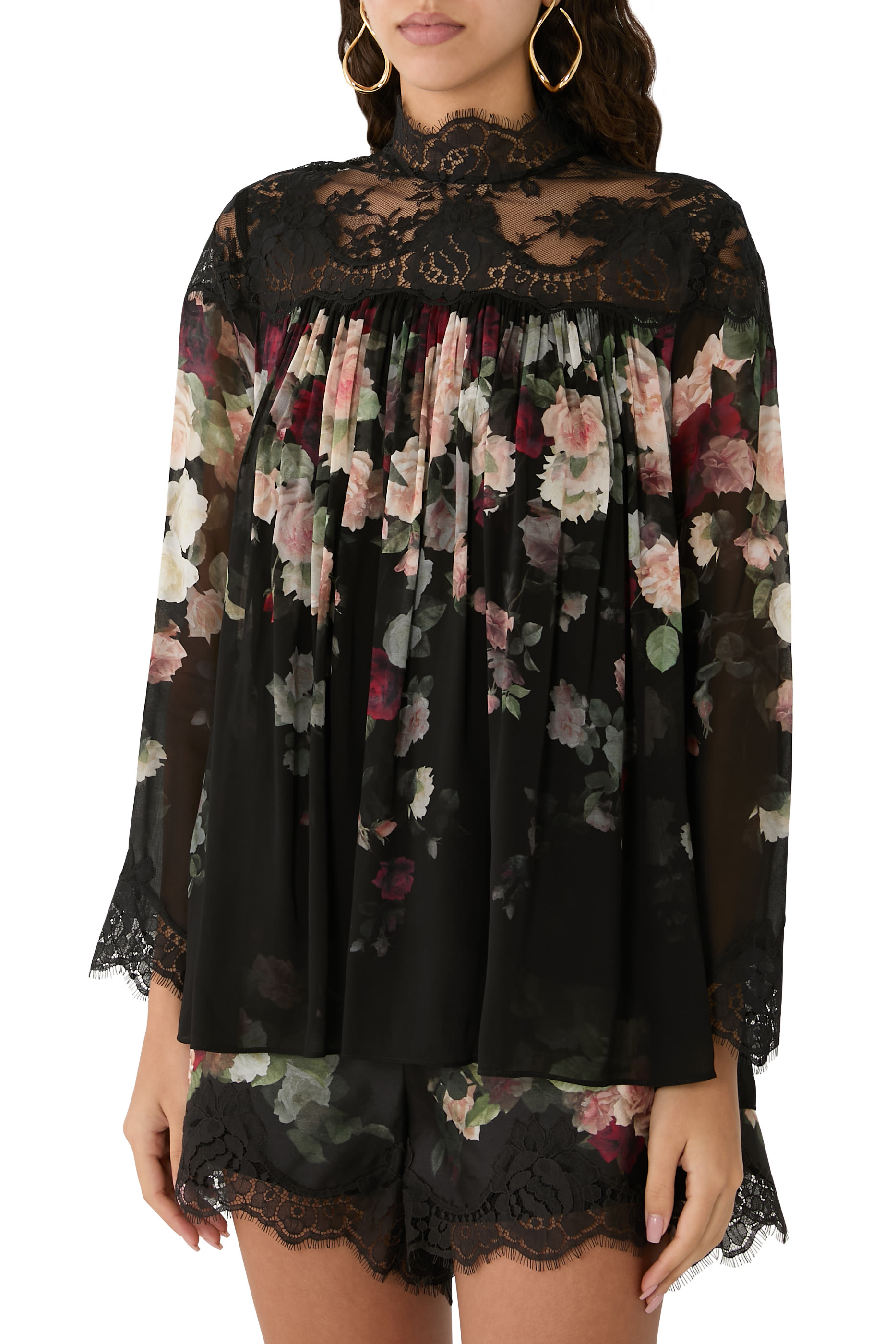 Floral Lace Yoke Top