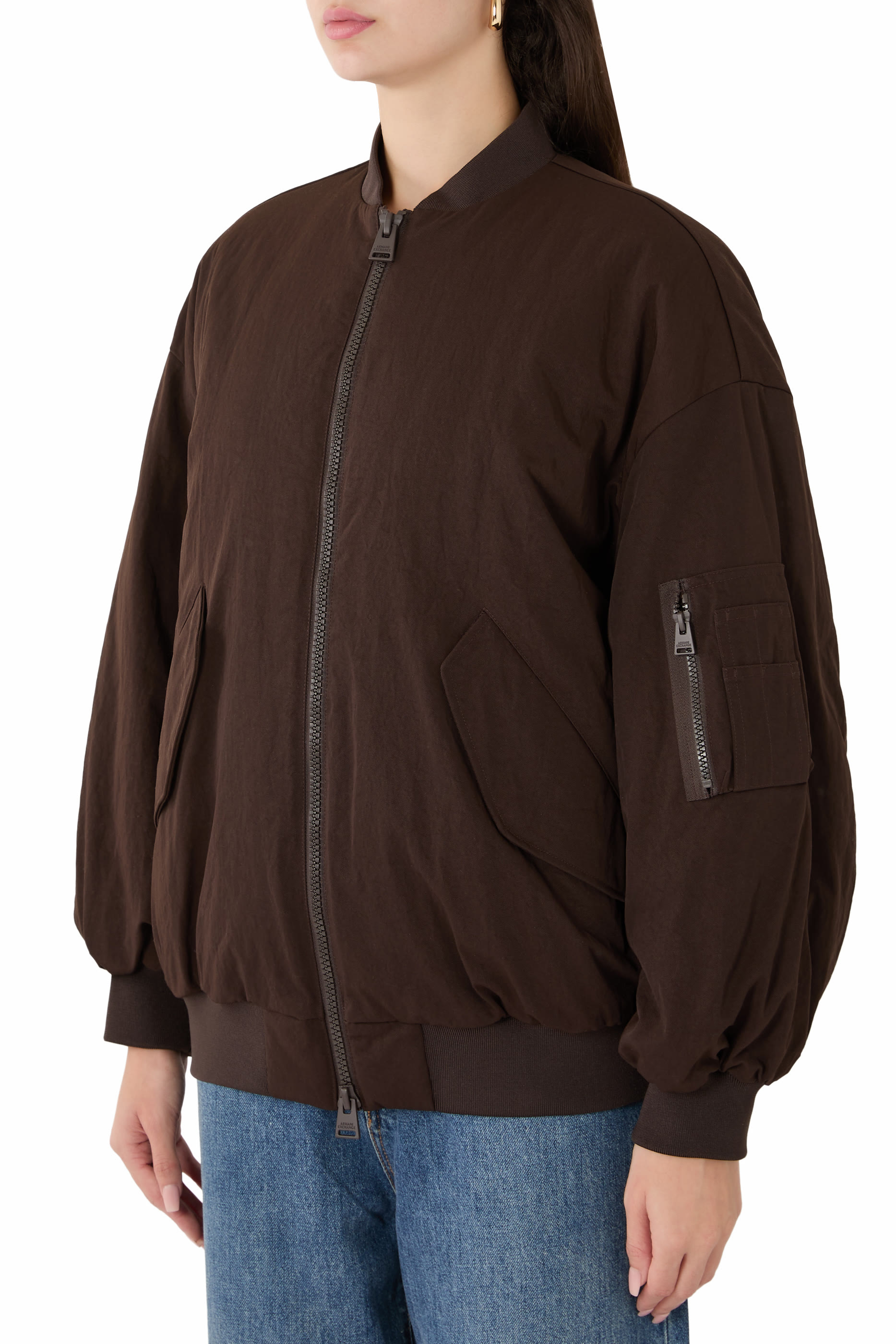 Ribbed Trim Blouson Jacket