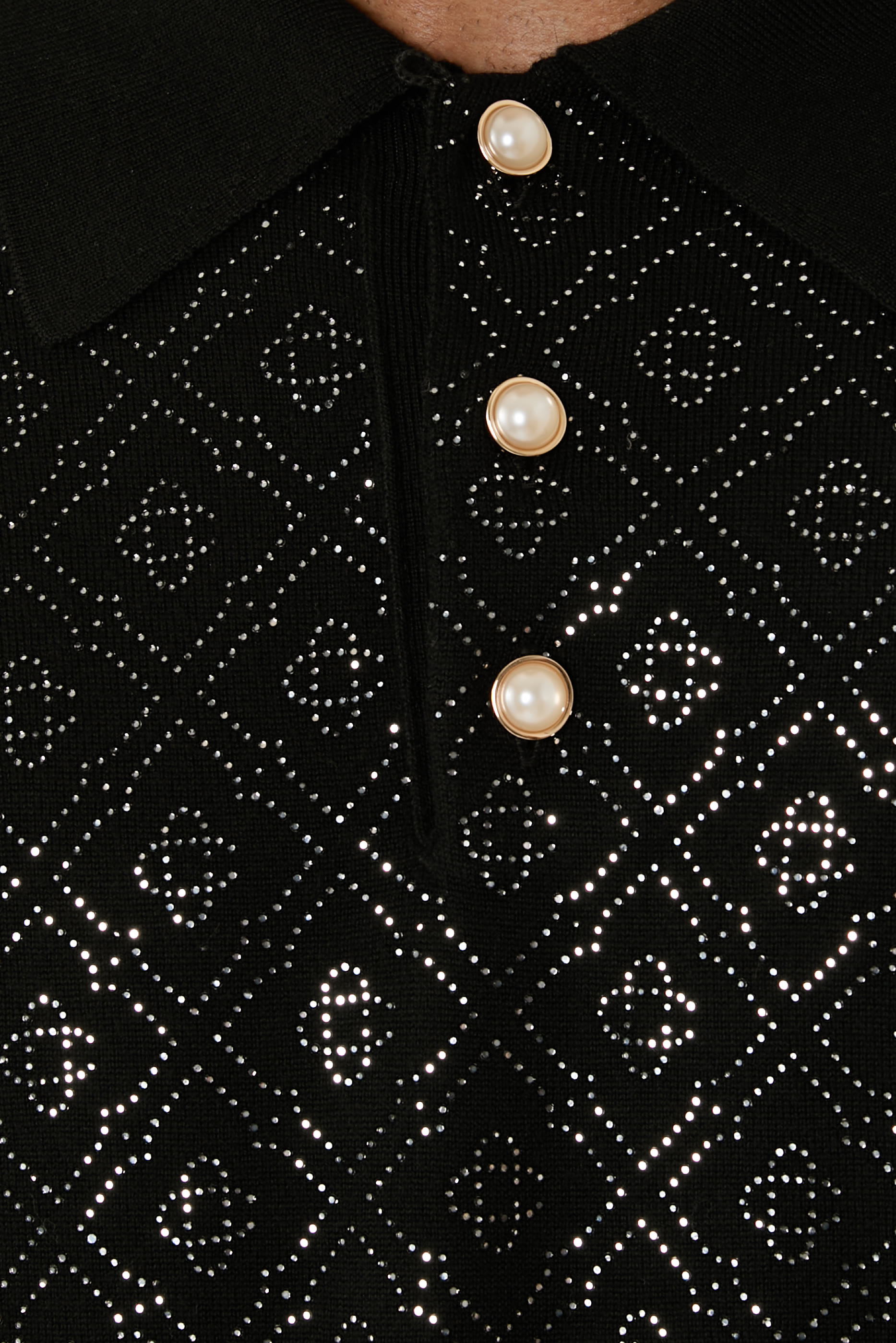 Crystal Monogram Knit Polo Shirt