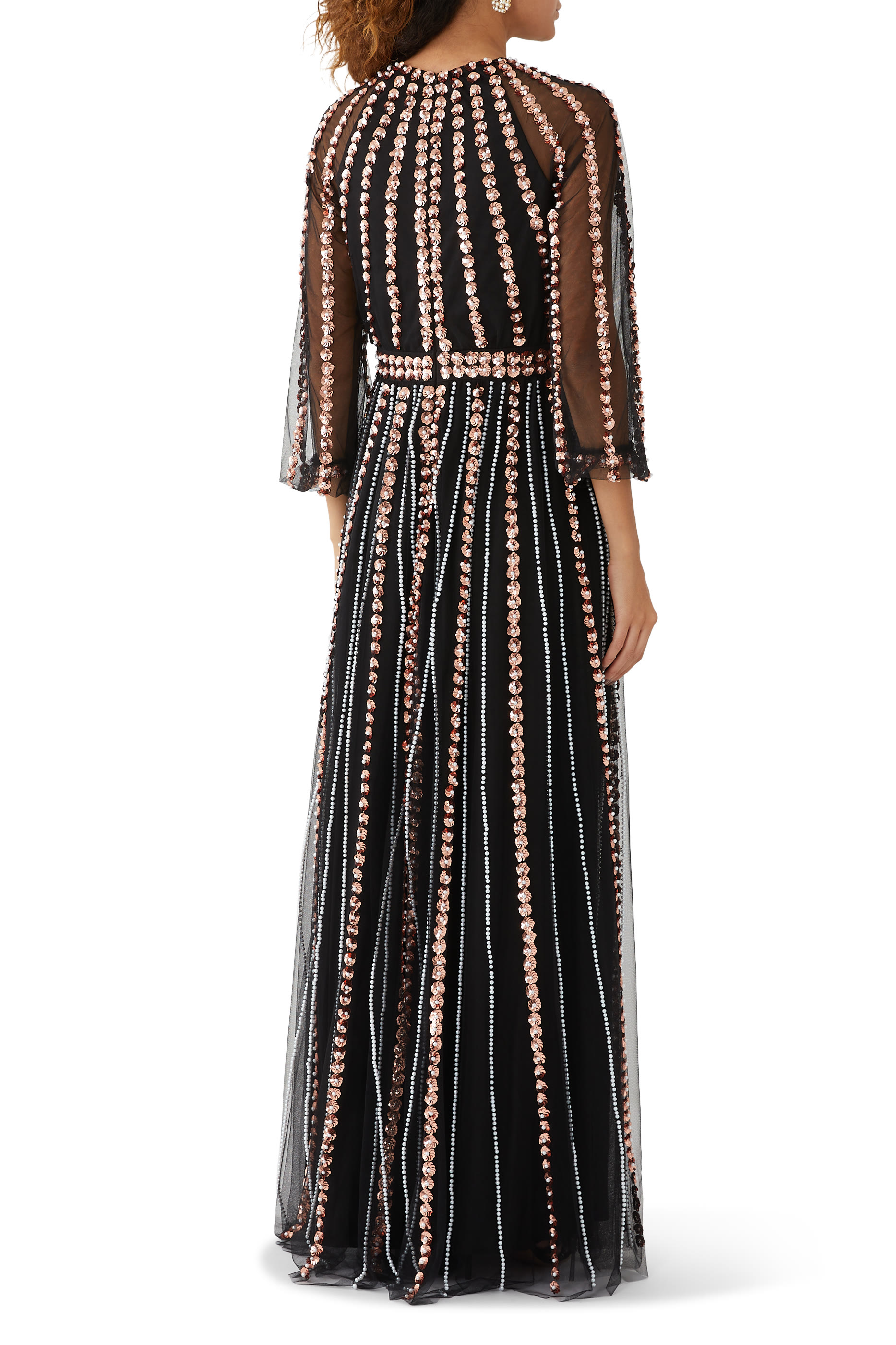 Embellished Long Sleeve Gown