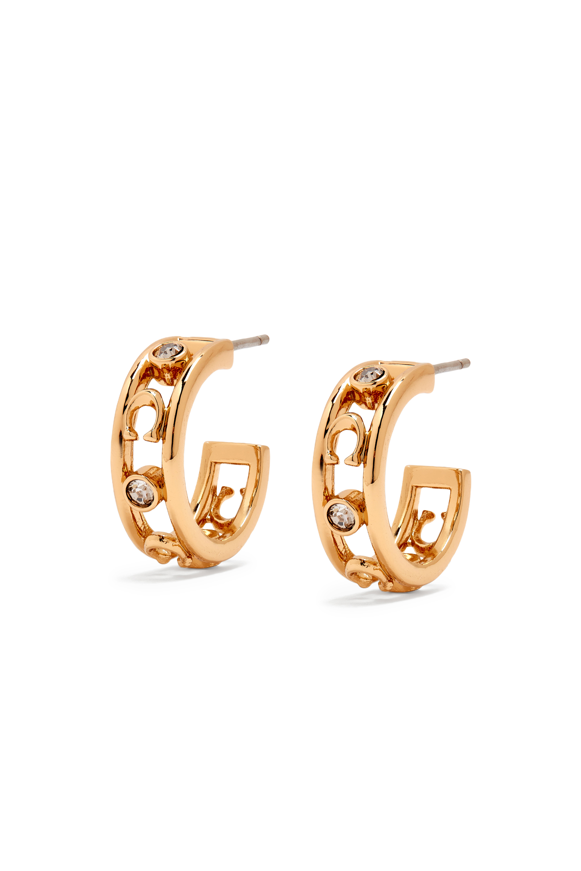 Signature C Open Hoop Earrings, Brass