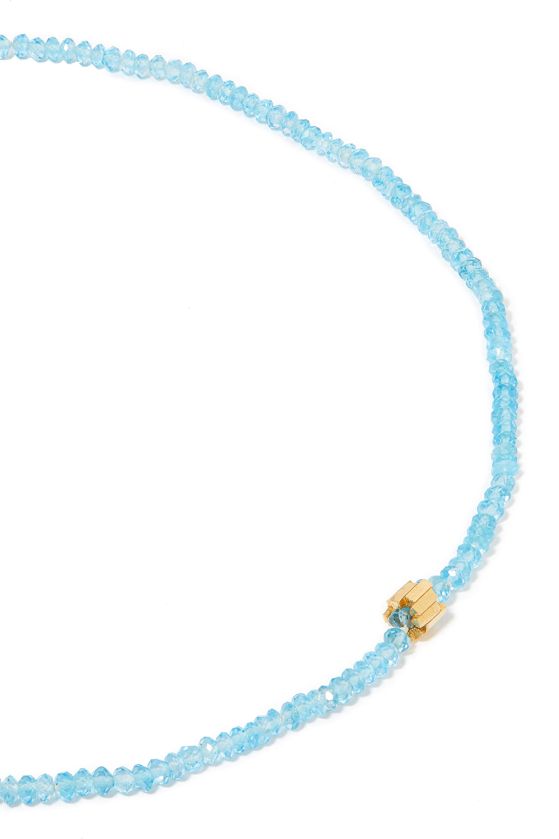 Infinite Beaded Topaz and Mini Rondelle Necklace, 18k Yellow Gold & Blue Topaz Beads