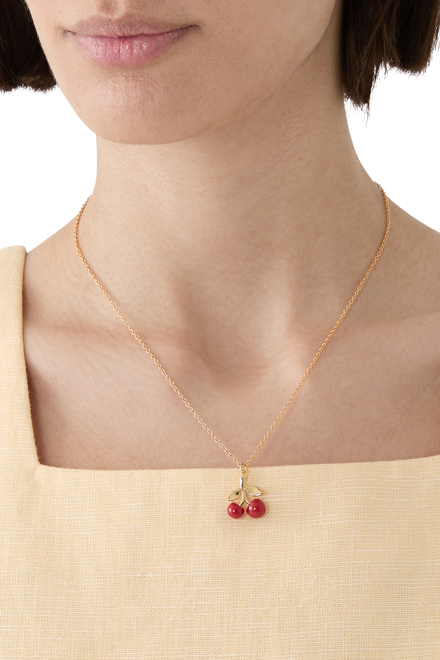 Cherry Cluster Pendant Necklace, Brass