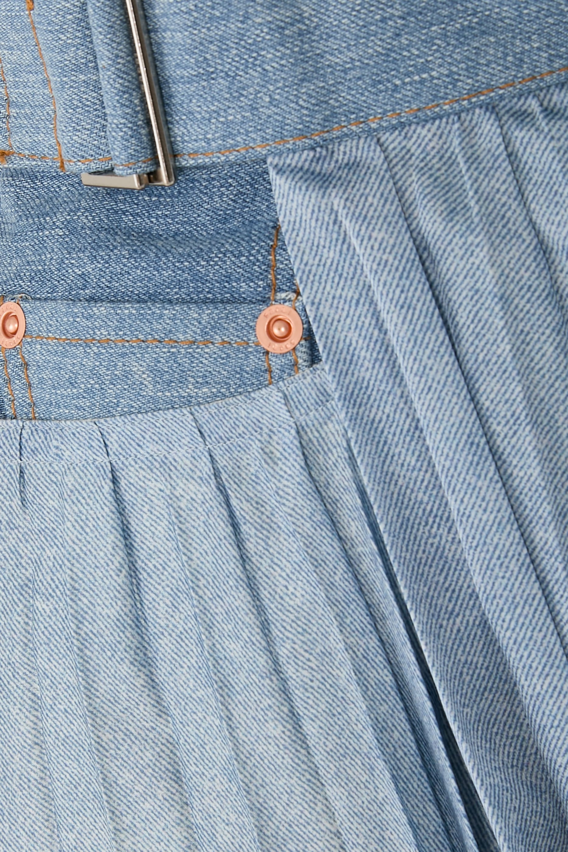 Pleated Denim Skirt