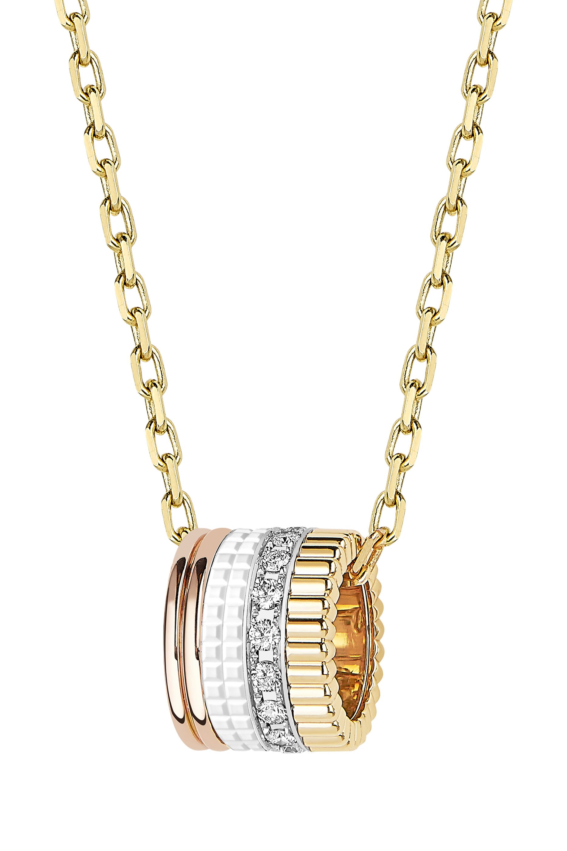 Quatre White Edition Pendant, S Motif, 18k Mix Gold & Diamonds