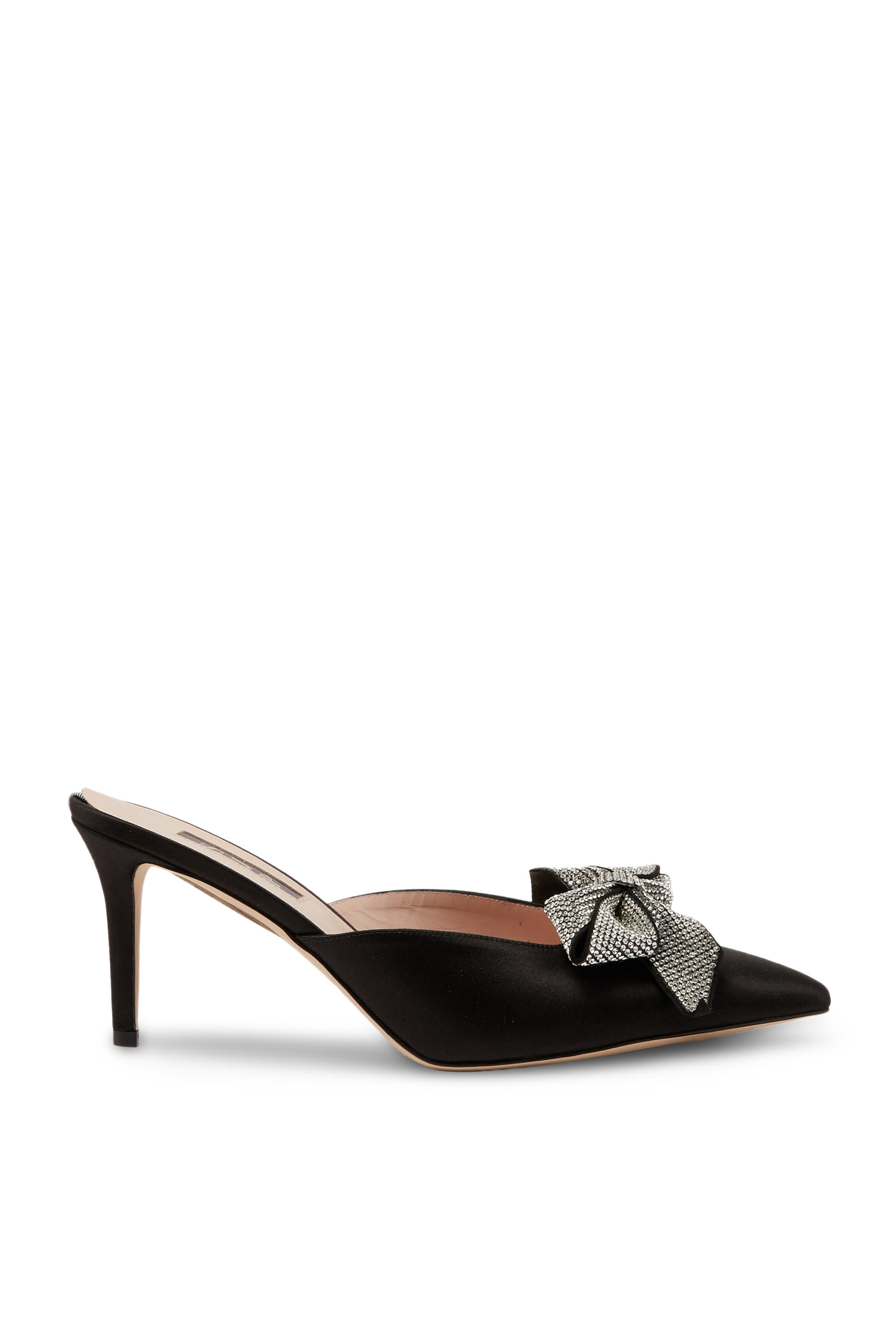Paley 70 Satin & Crystal Bow Mules