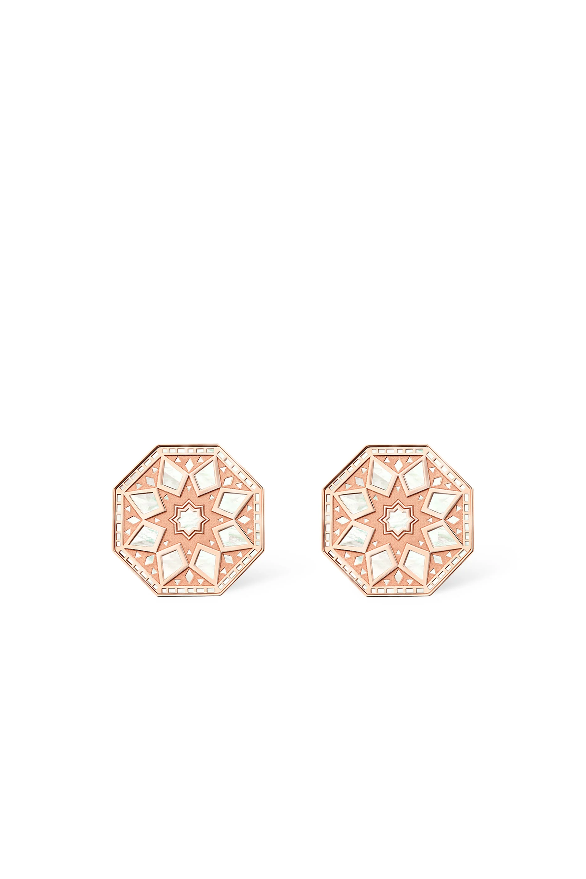 Classic Turath Large Earrings, 18k Rose Gold & Mother of Pearl