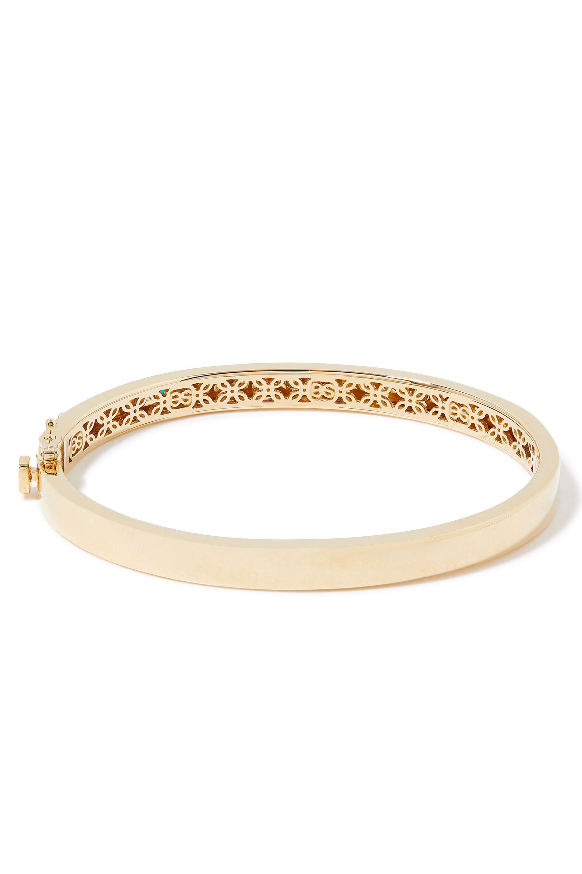 Multi Eye Bangle, 14k Yellow Gold with Diamonds & Turquoise