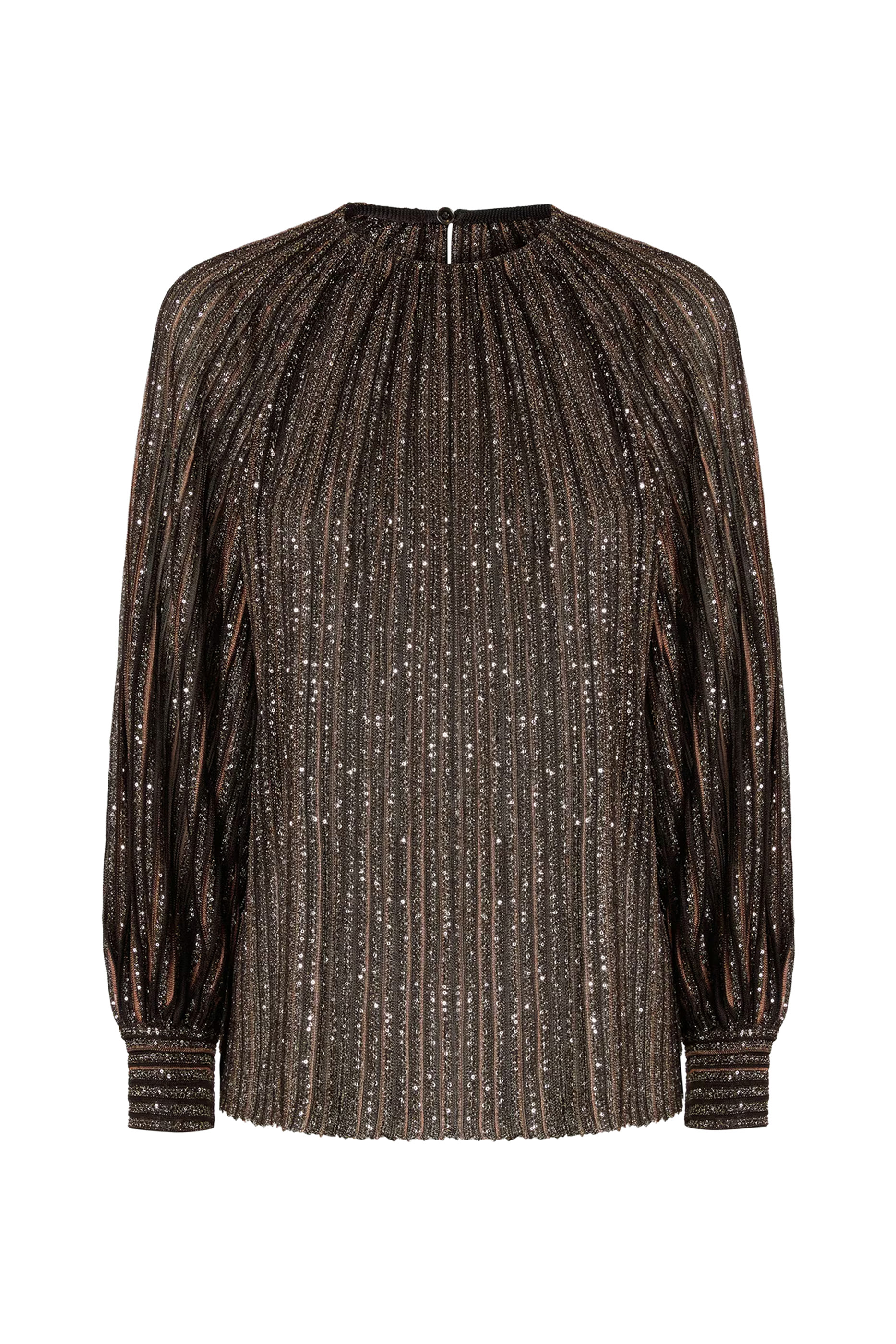 Flared Crew Neck Sweater with Lamé Stripes