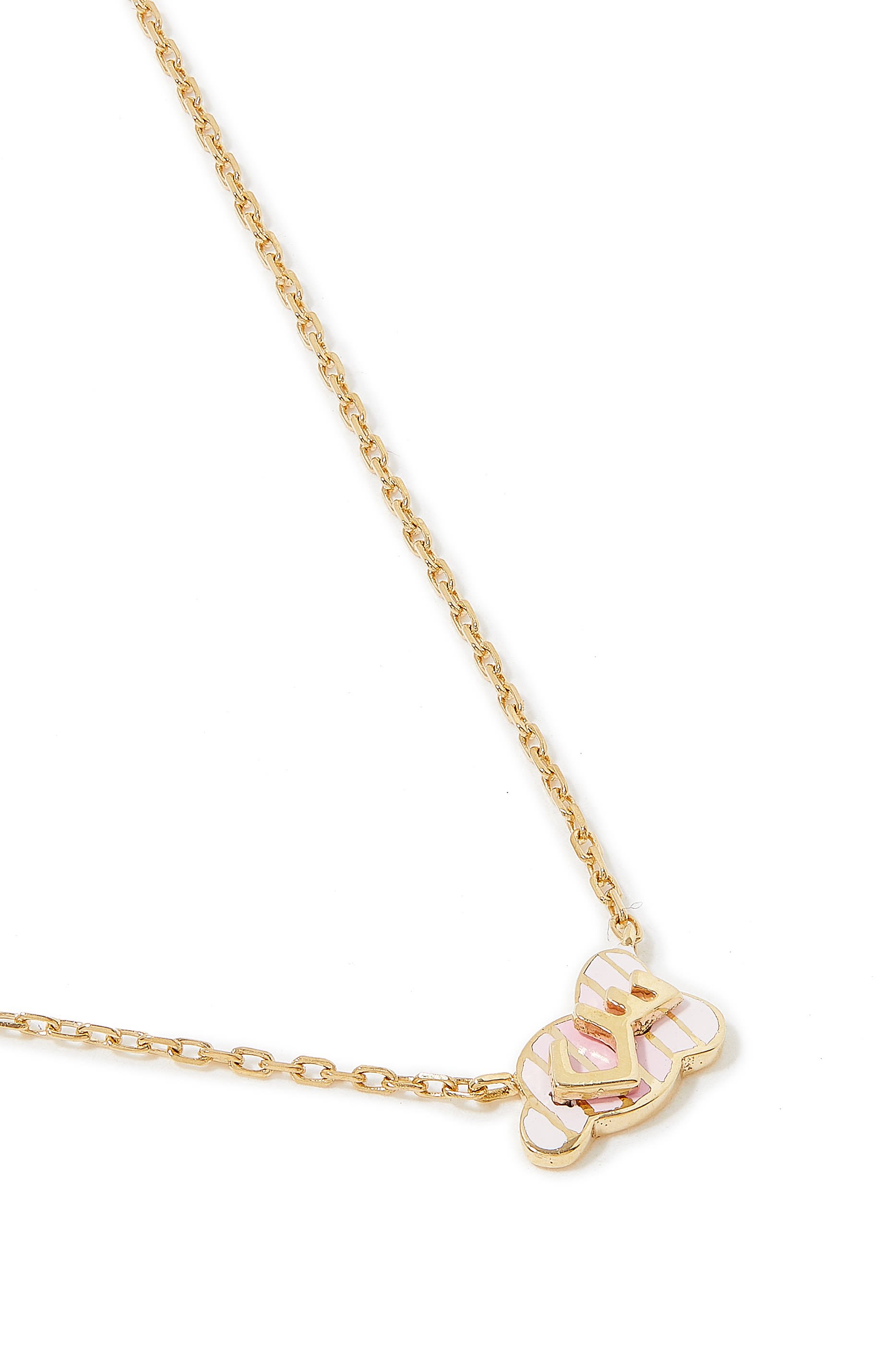 Kids Cloud Arabic Letter Seen Pendant Necklace, 18k Yellow Gold With Enamel