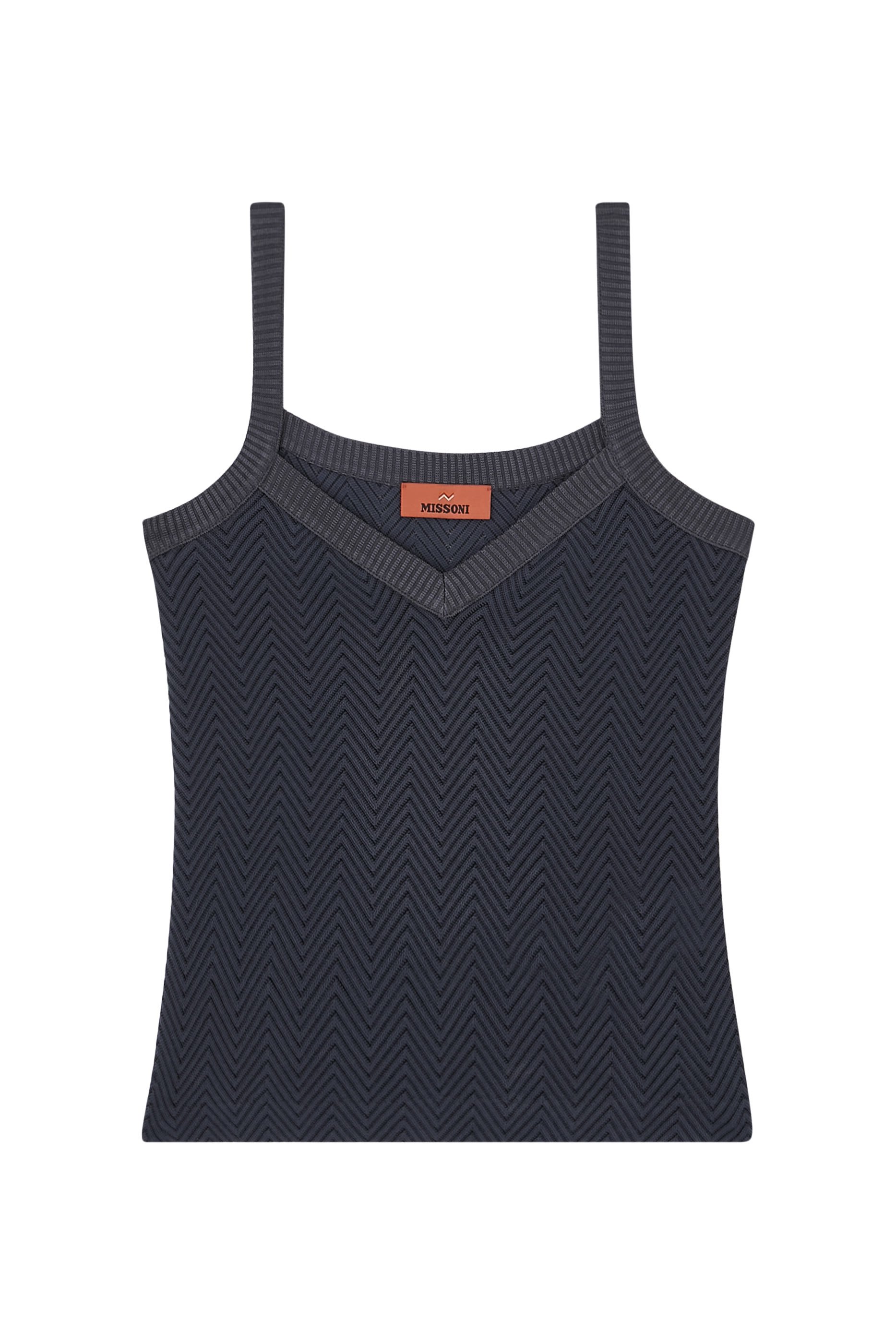 Tone-on-Tone Zigzag Cotton & Viscose Tank Top