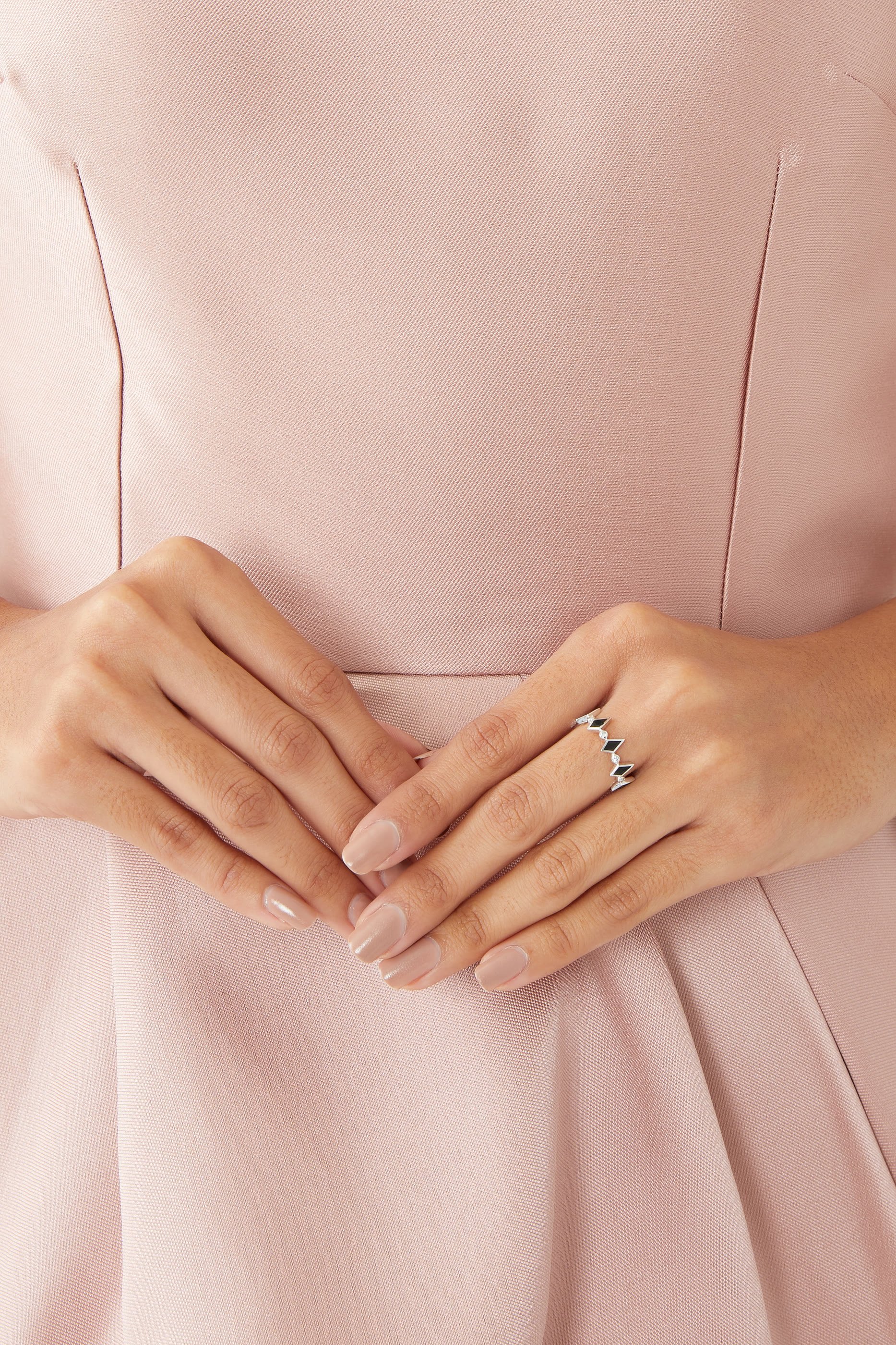 Mosaic Ring, 18k White Gold & Diamonds, Enamel