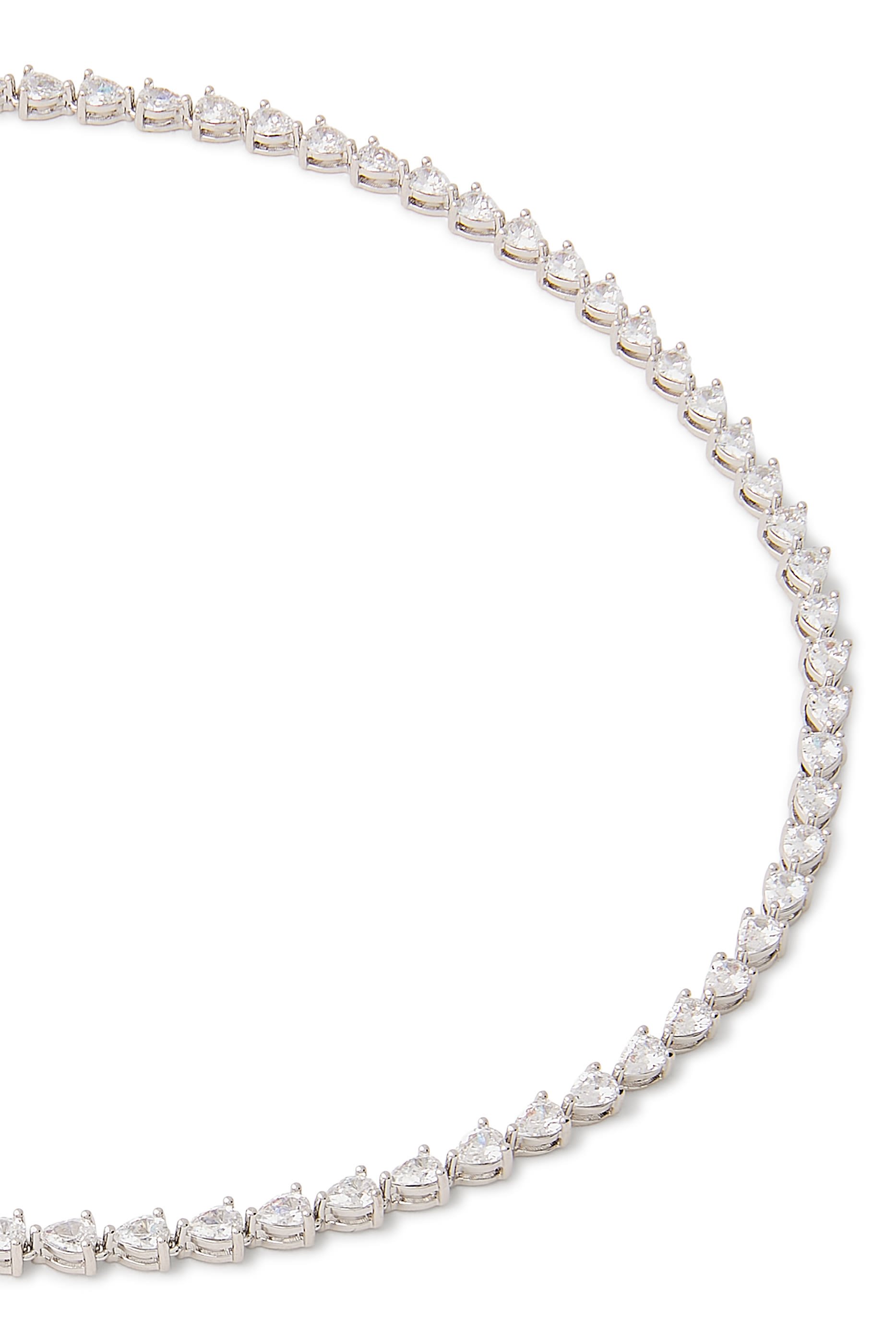  Tennis Necklace, Rhodium Plated Brass & Cubic Zirconia