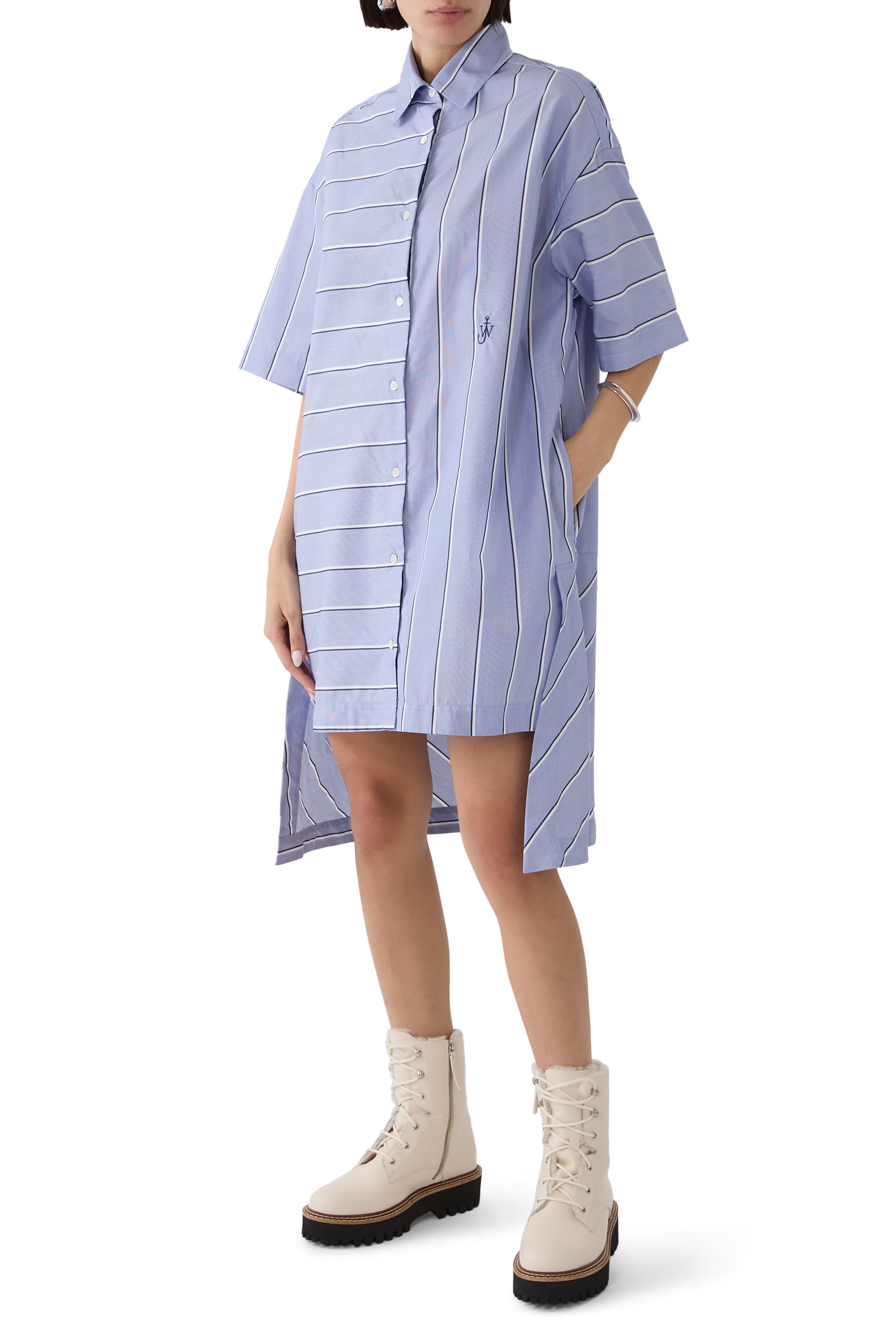 Stepped Hem Shirt Dress