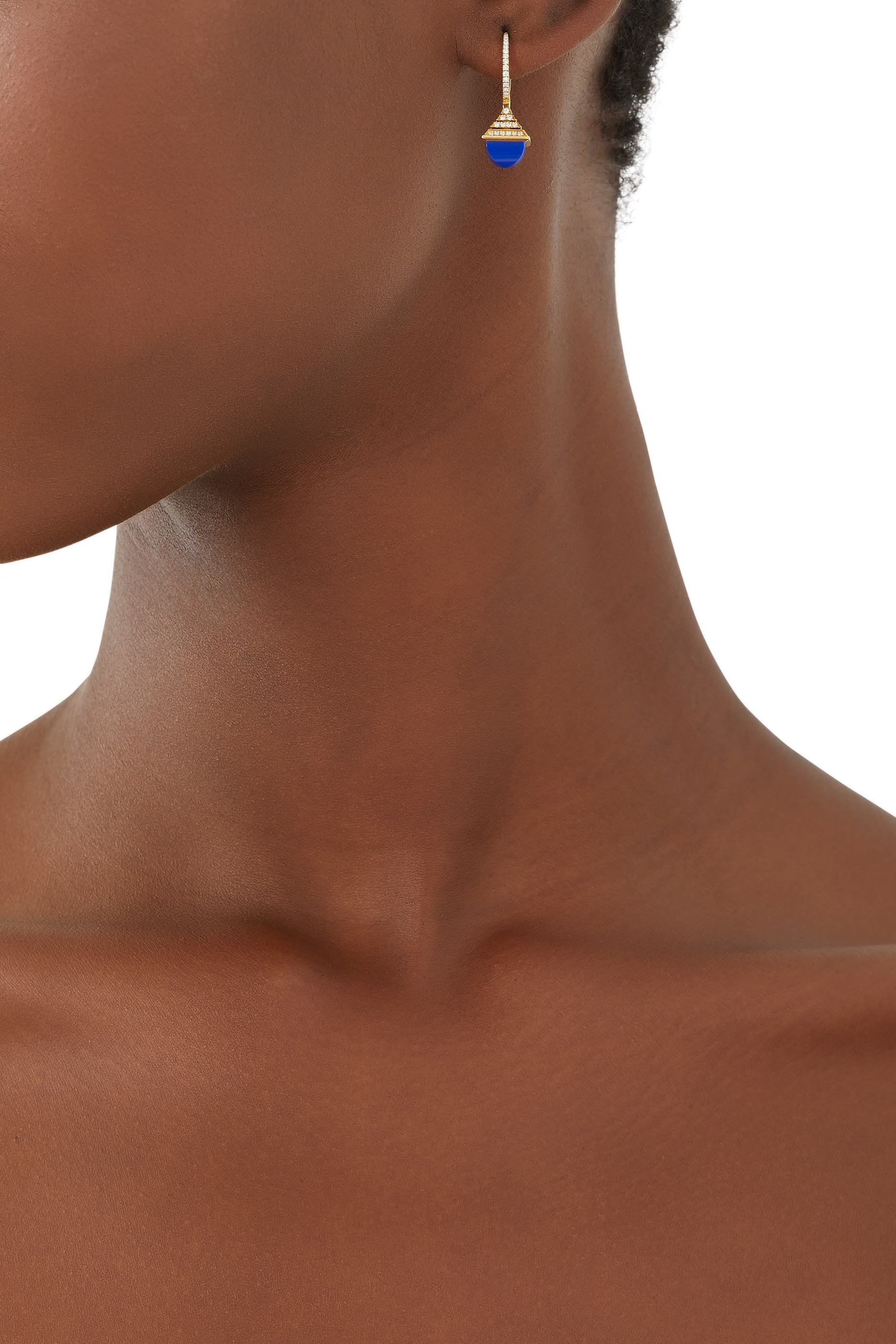 Cleo Mini Rev Drop Earrings, 18k Yellow Gold with Lapis Lazuli & Diamonds