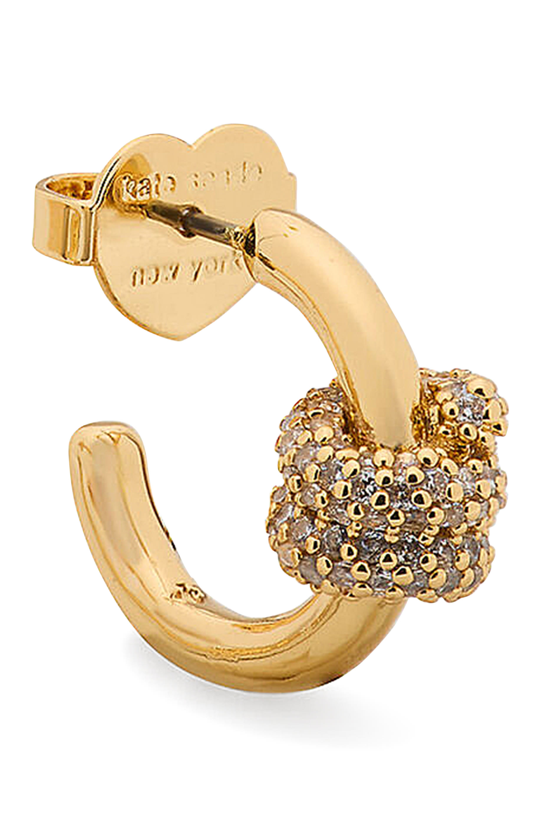 Ropes and Knots Pave Huggies, Plated Metal & Cubic Zirconia, Titanium Posts