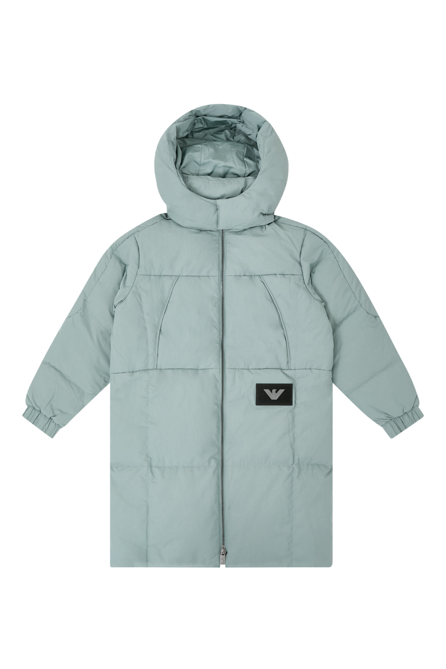 Kids Macro Eagle Logo Patch Hooded Jacket