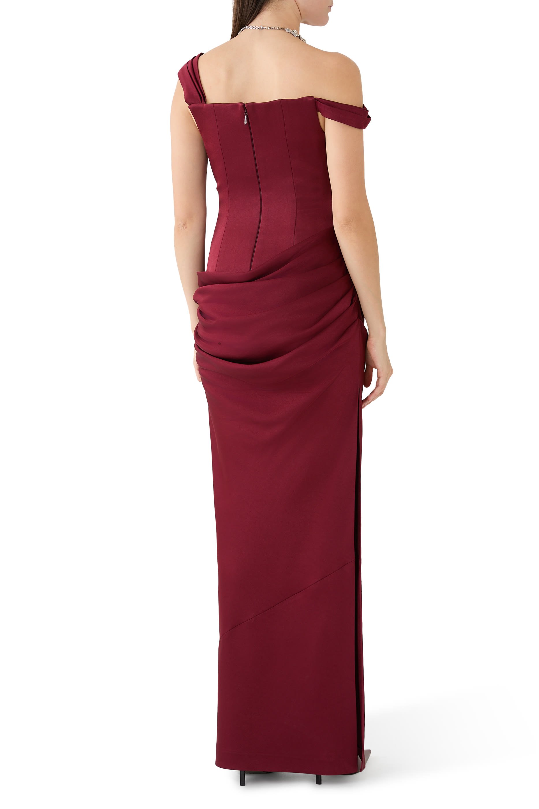 Longline Sweetheart Drape Column Gown