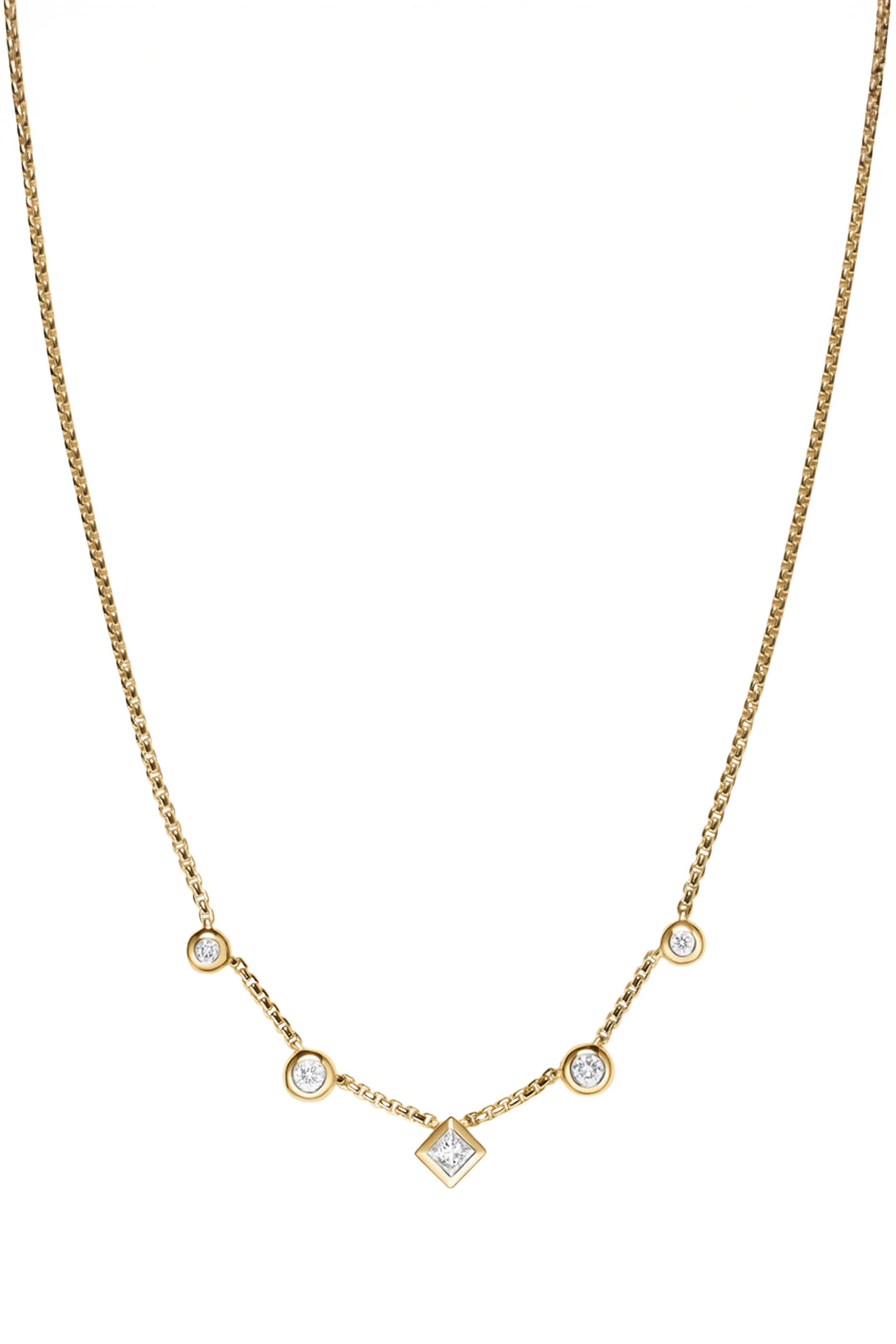 Petite Modern Renaissance&reg; Station Chain Necklace, 18k Yellow Gold & Diamonds