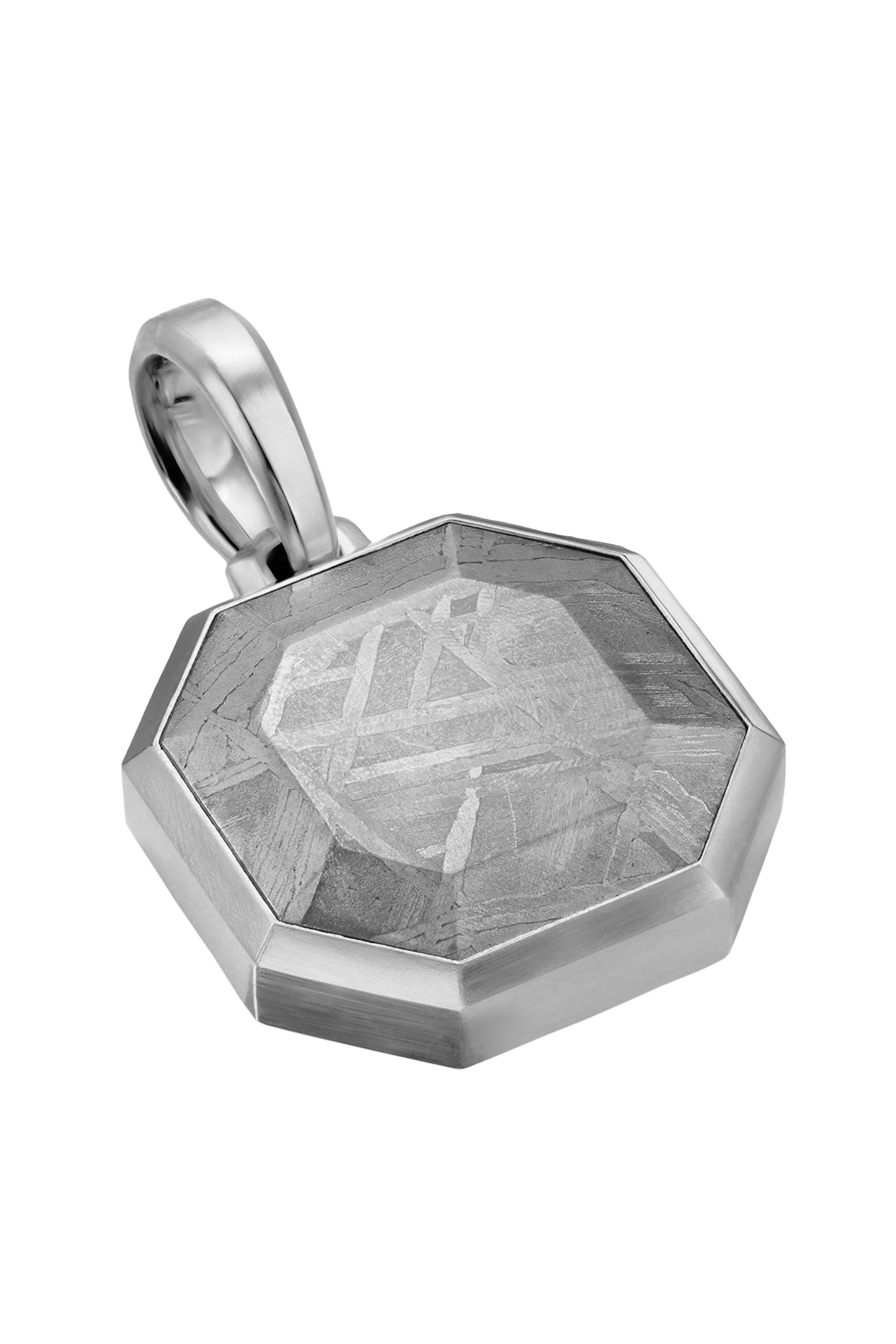 Faceted Stone Amulet, Sterling Silver & Meteorite