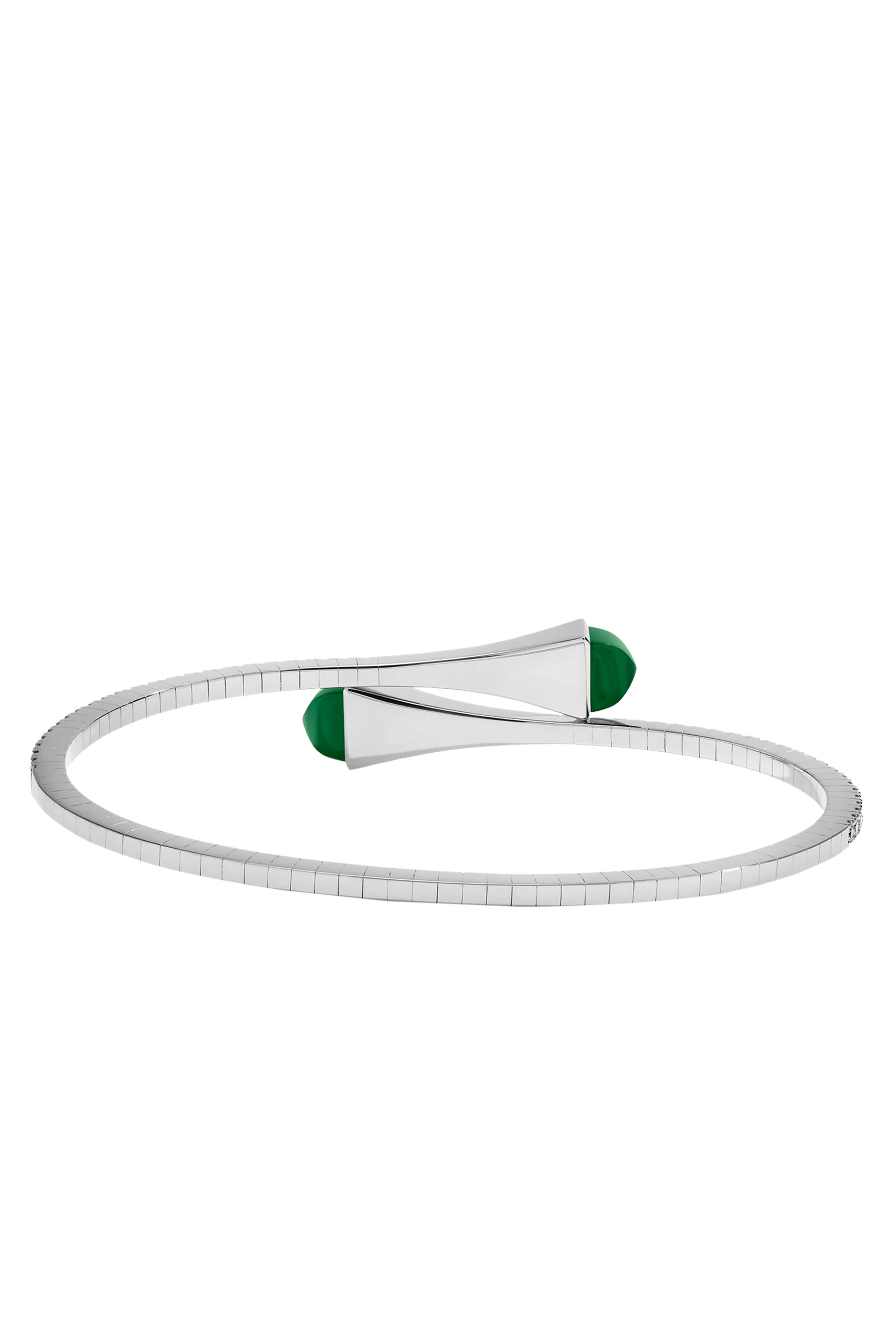 Cleo Midi Bangle, 18k White Gold with Agate & Diamonds